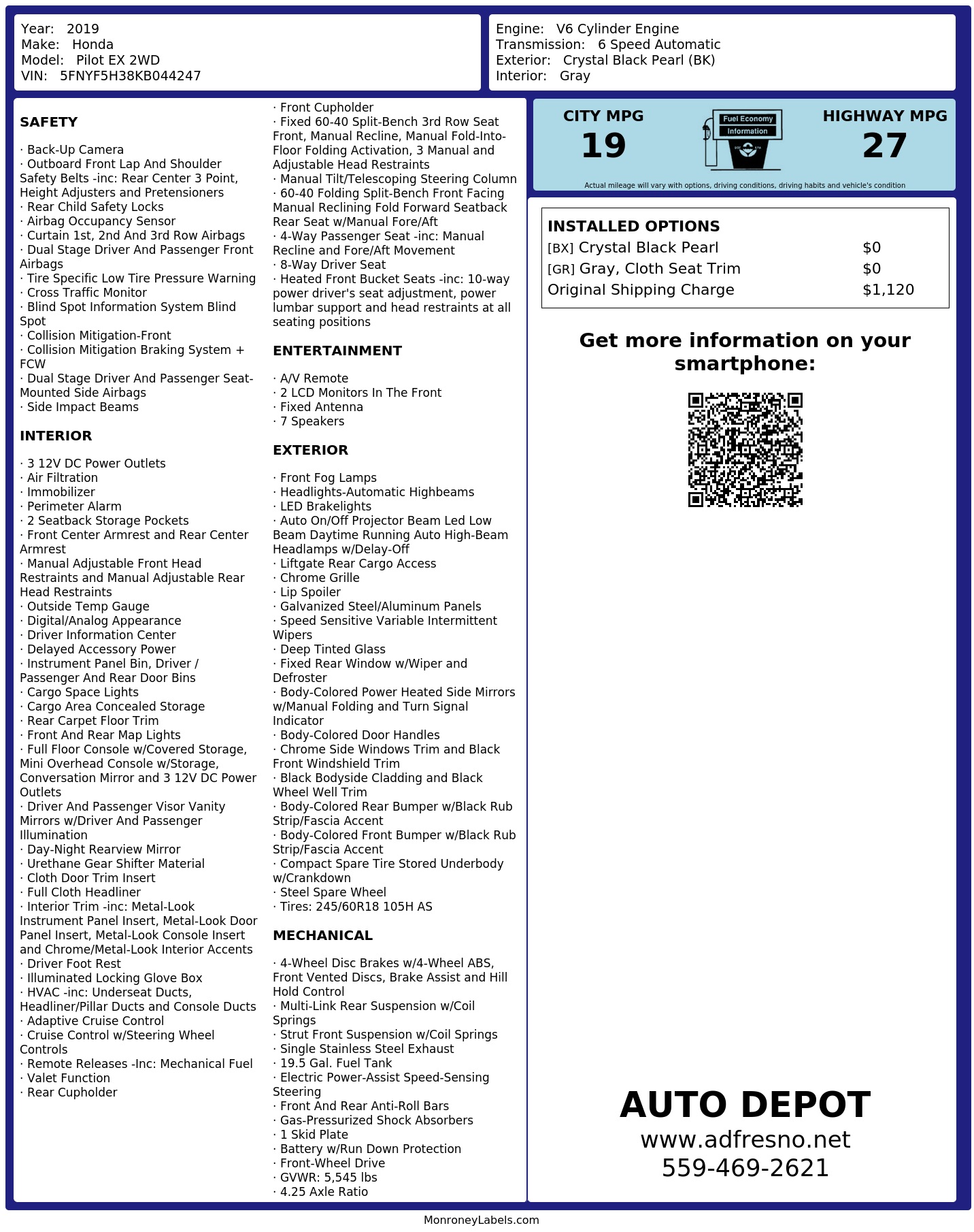 Monroney Label