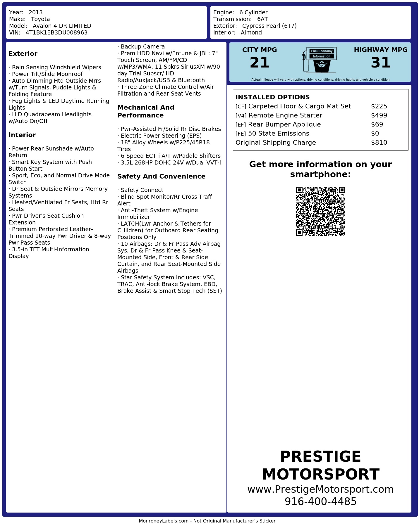 Monroney Label