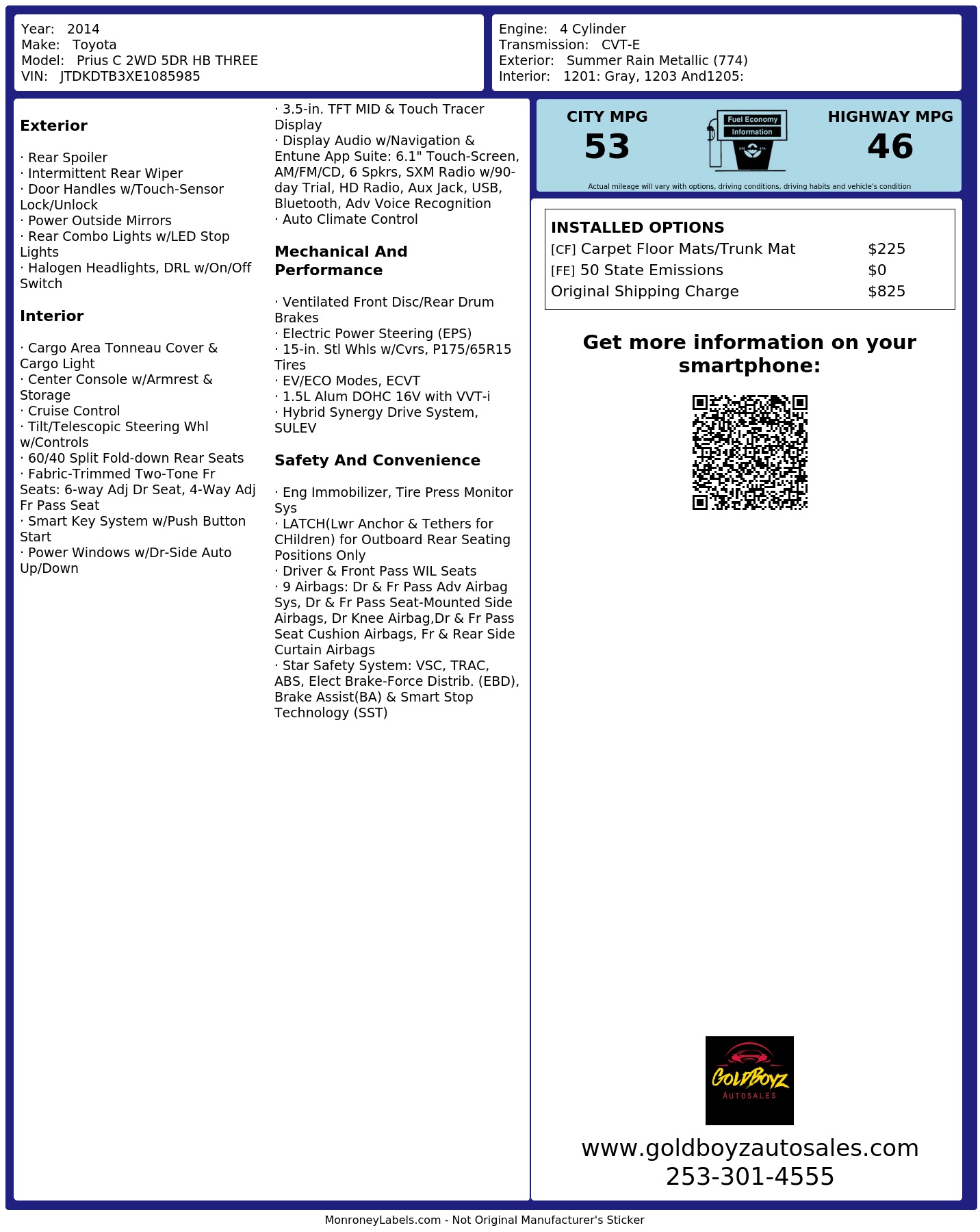 Monroney Label