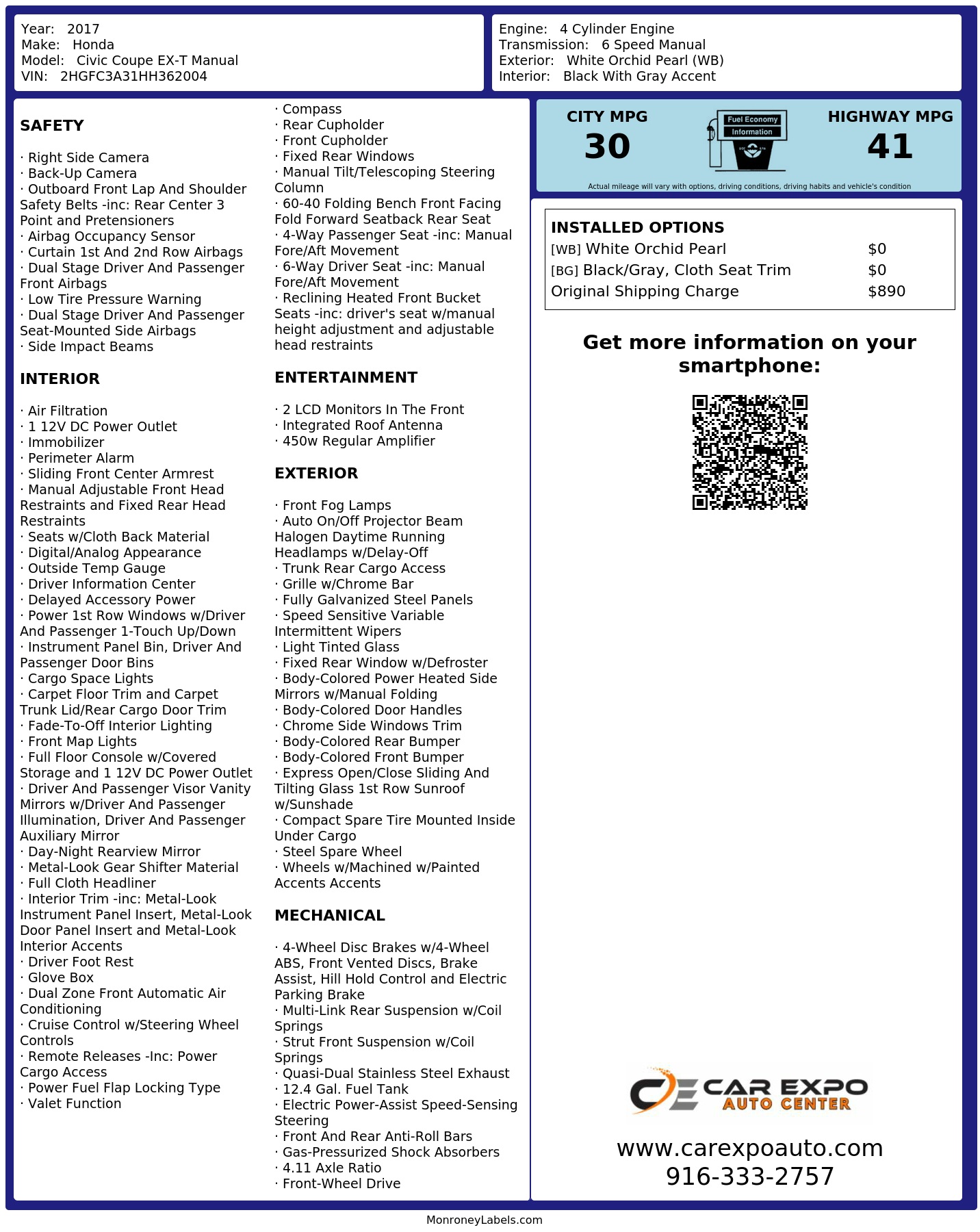 Monroney Label
