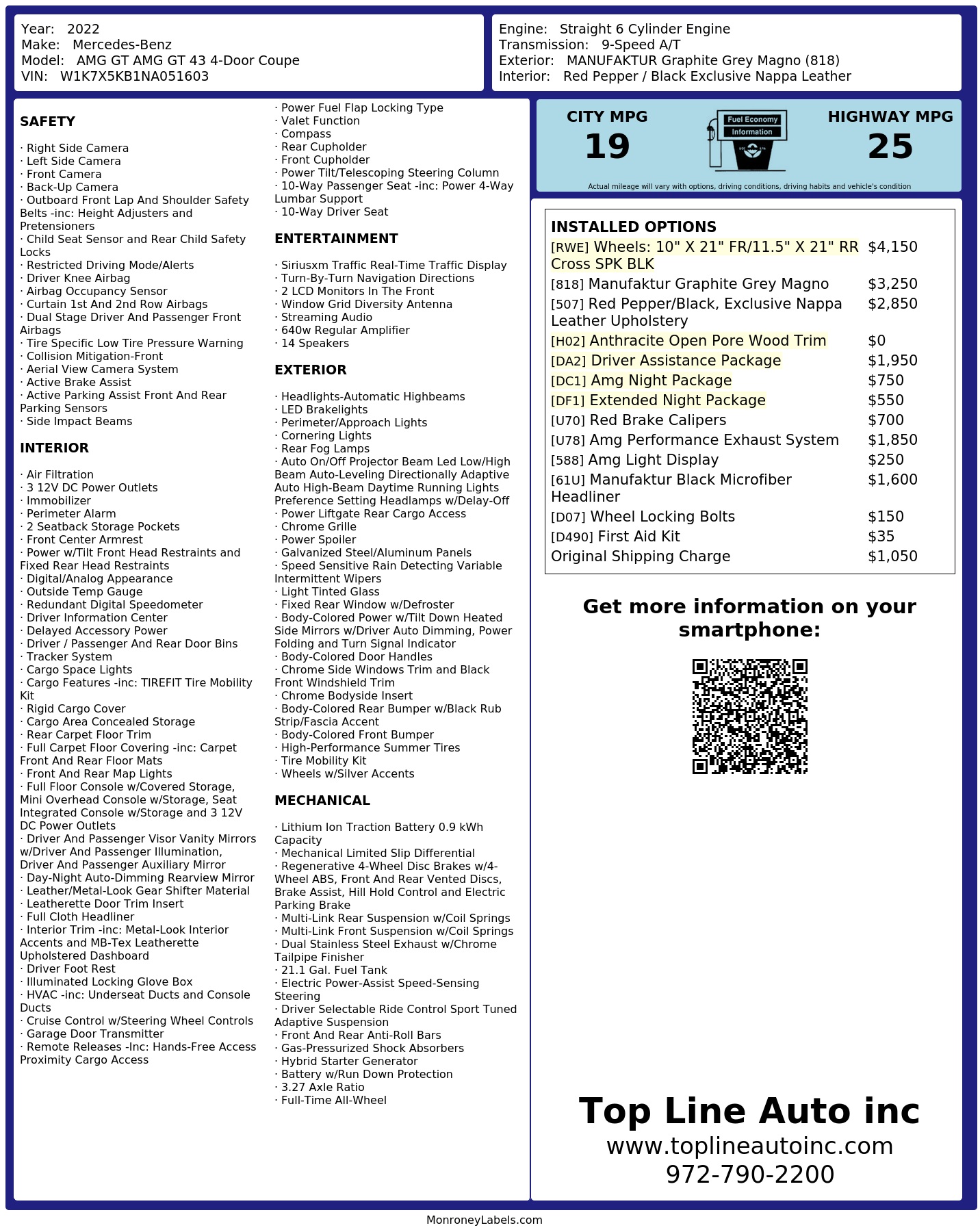Monroney Label