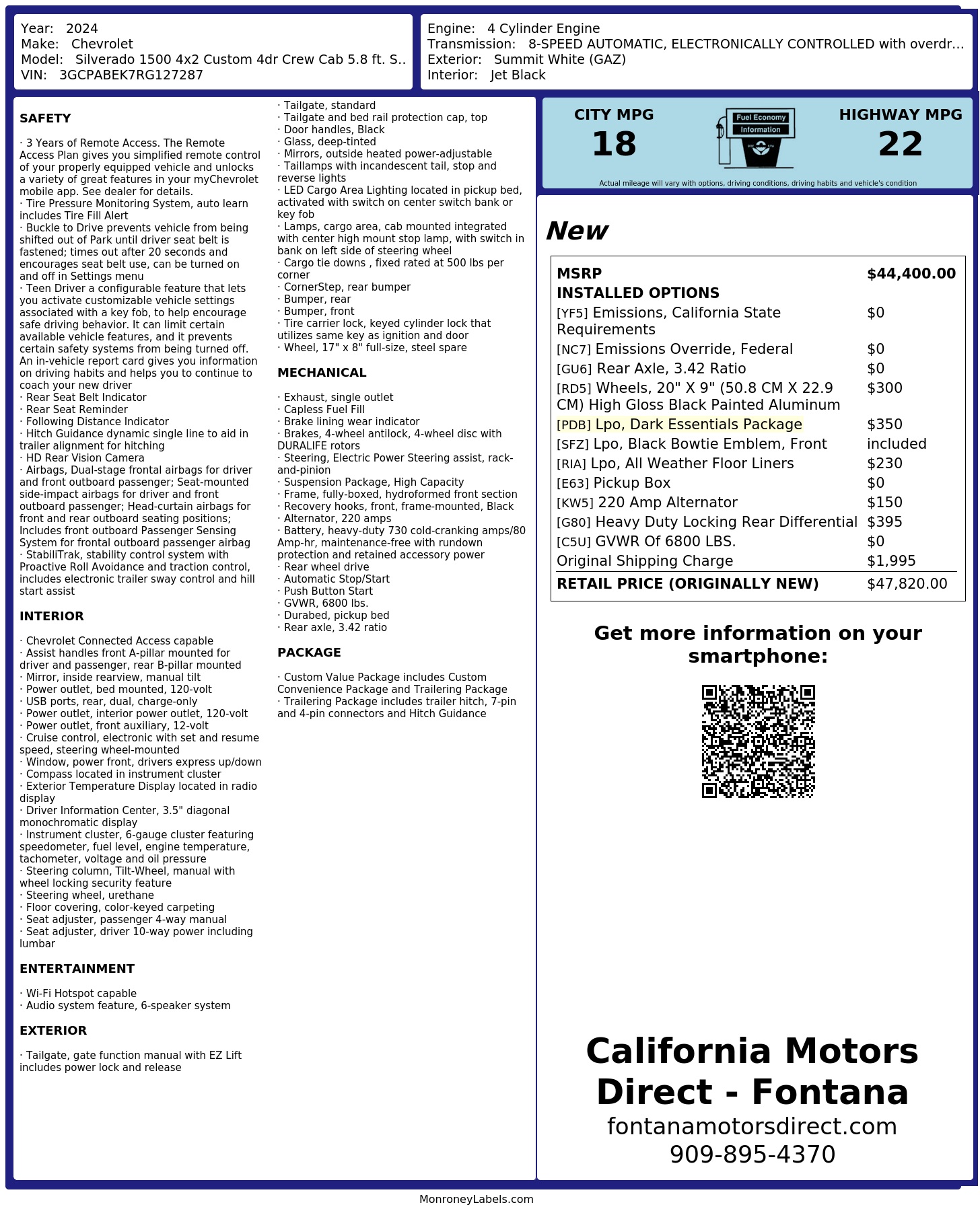 Monroney Label