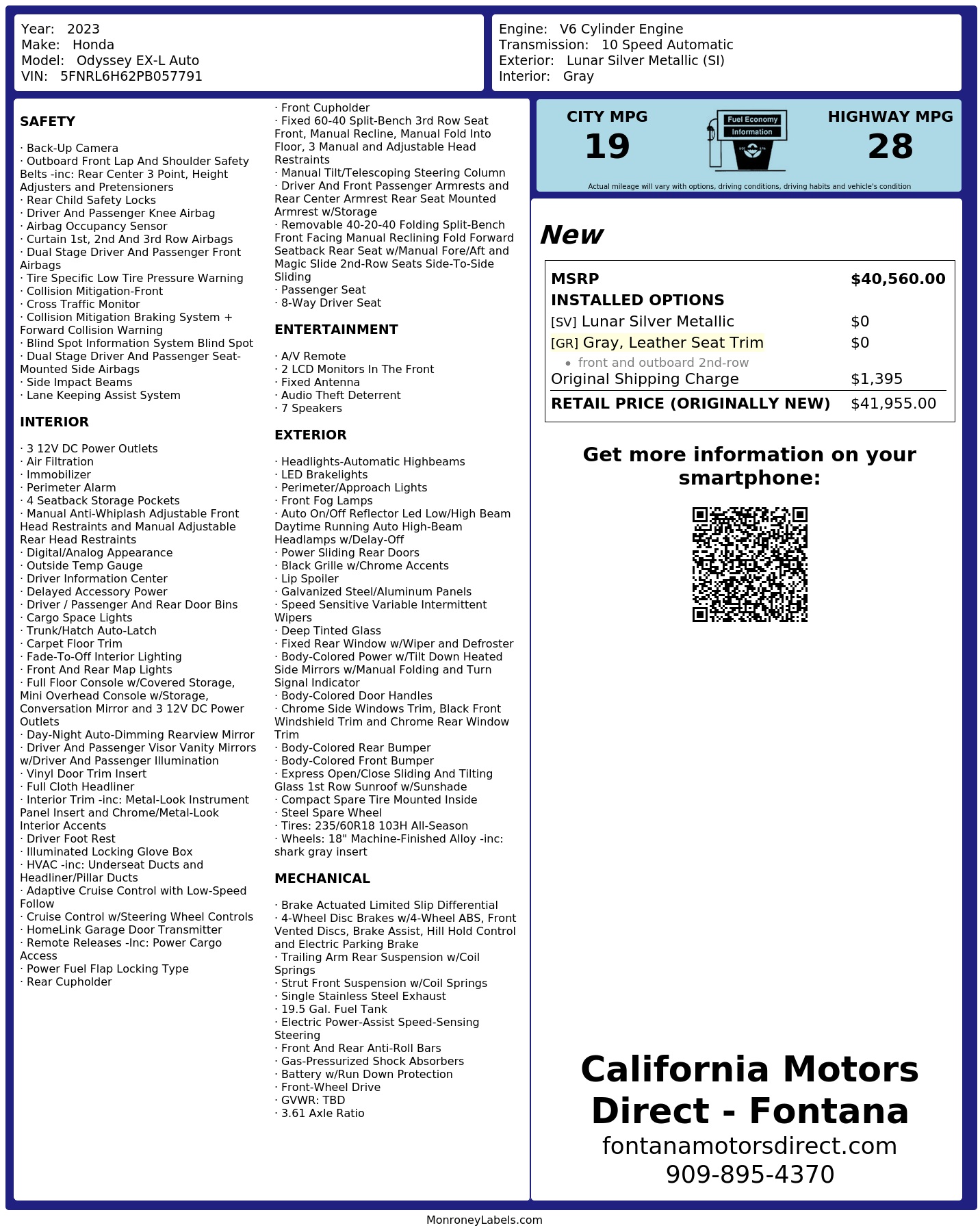 Monroney Label