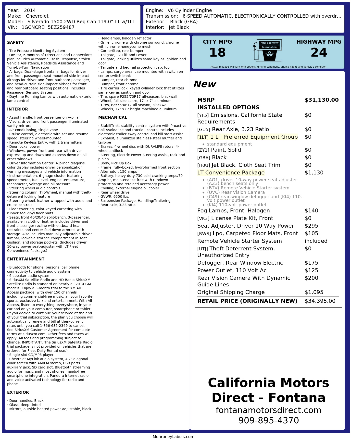 Monroney Label