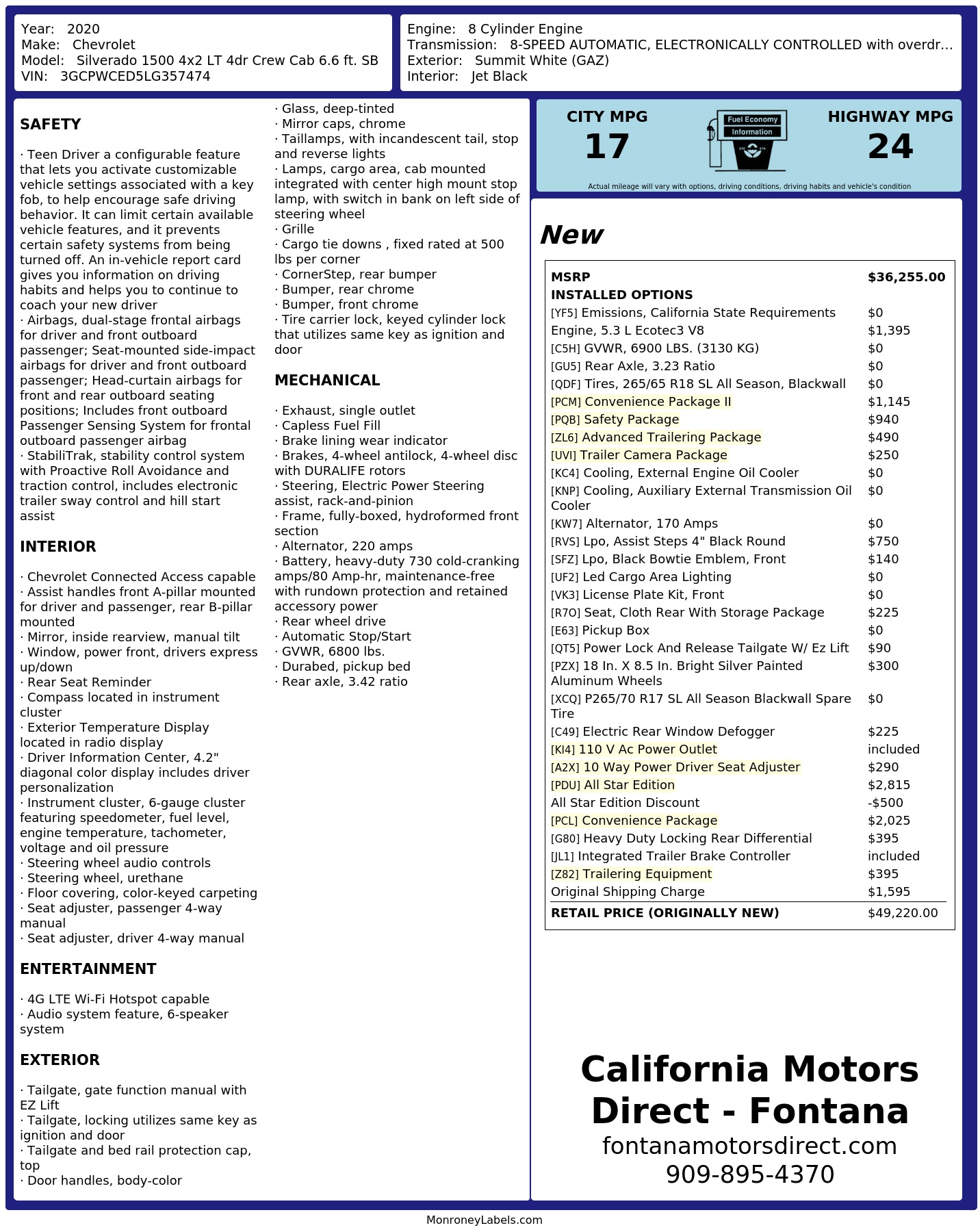 Monroney Label