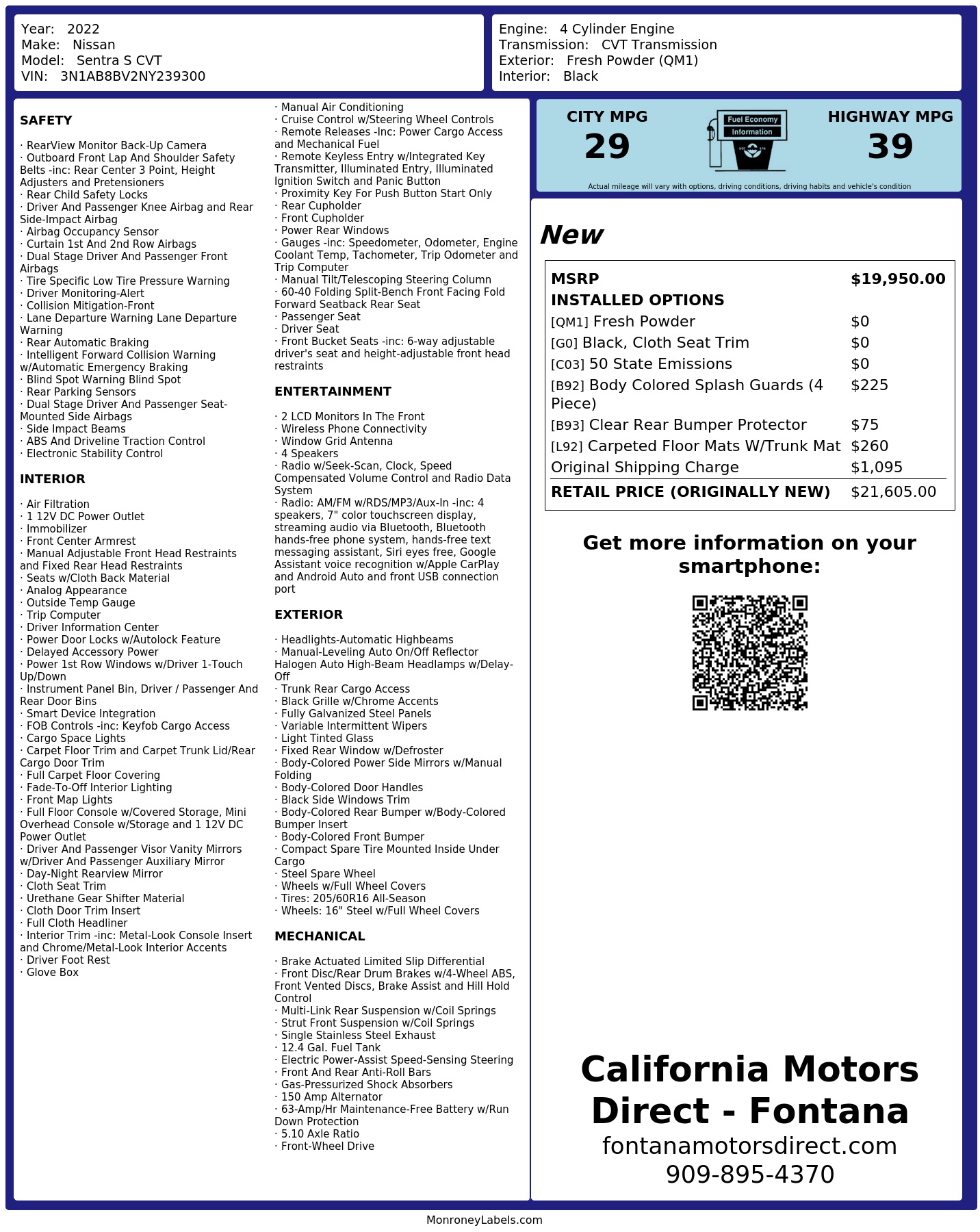 Monroney Label