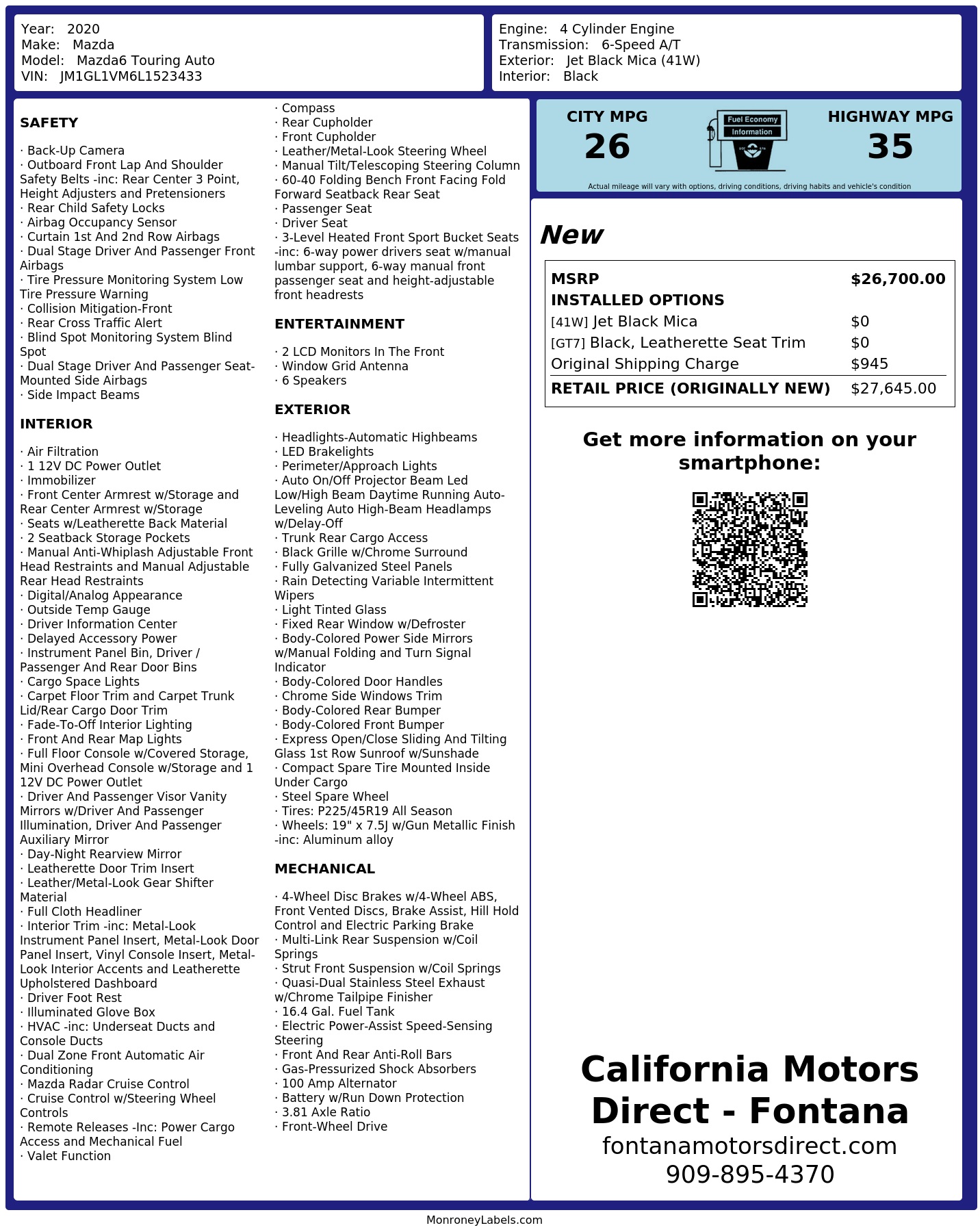 Monroney Label