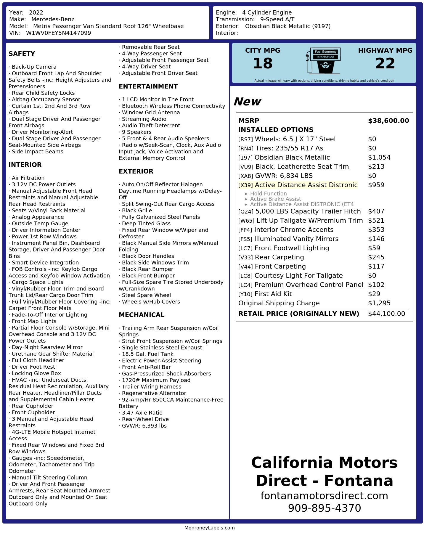 Monroney Label