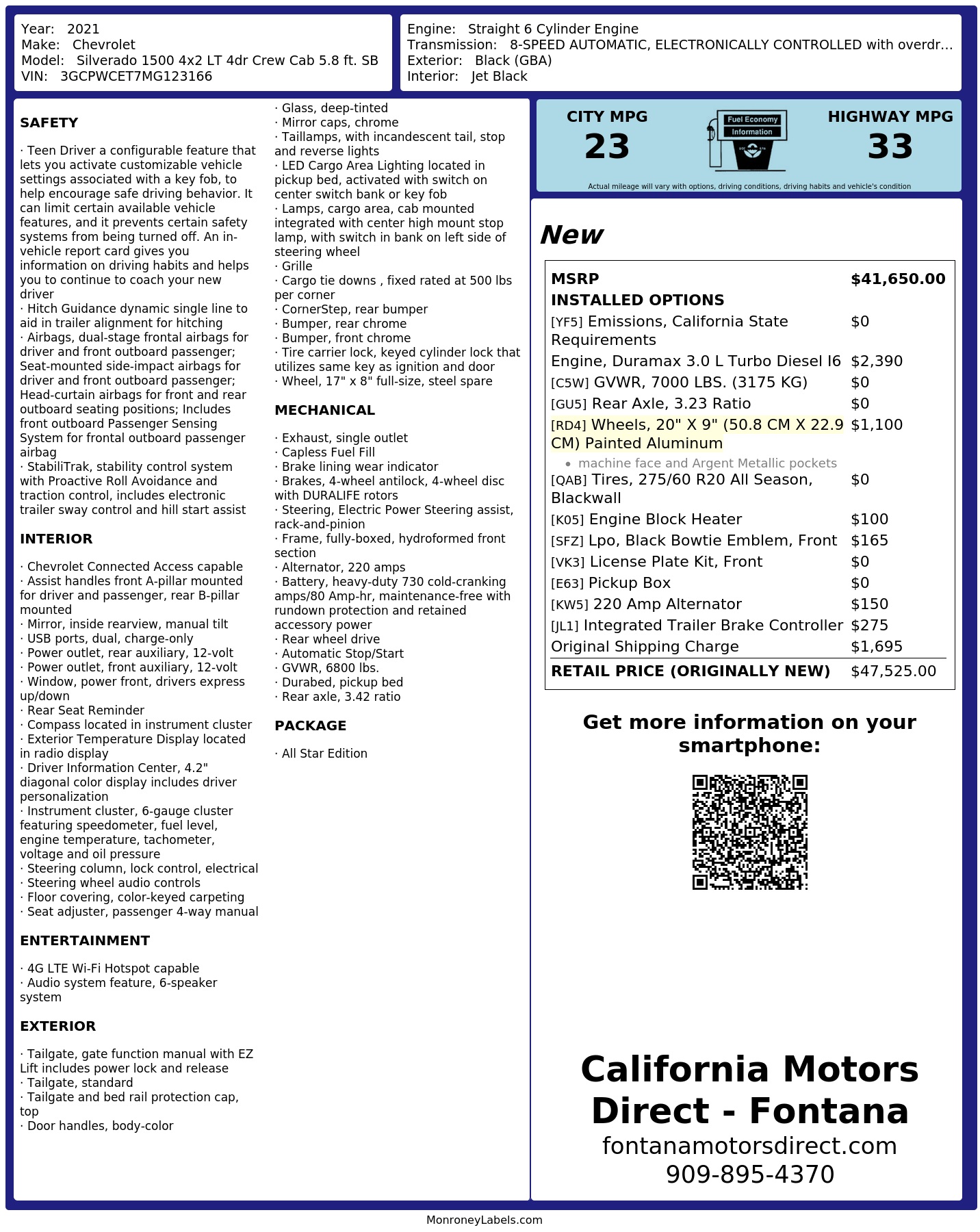 Monroney Label