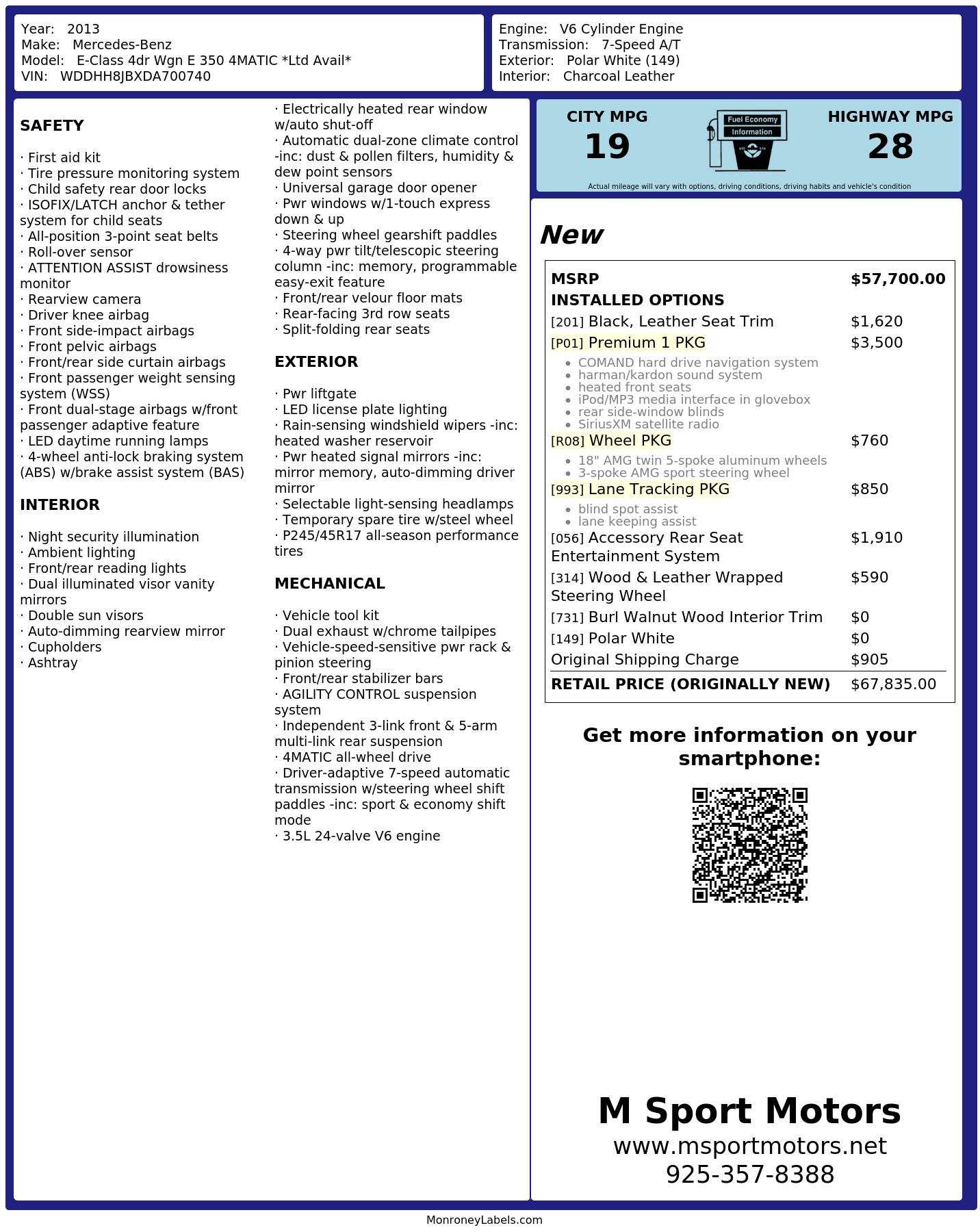Monroney Label