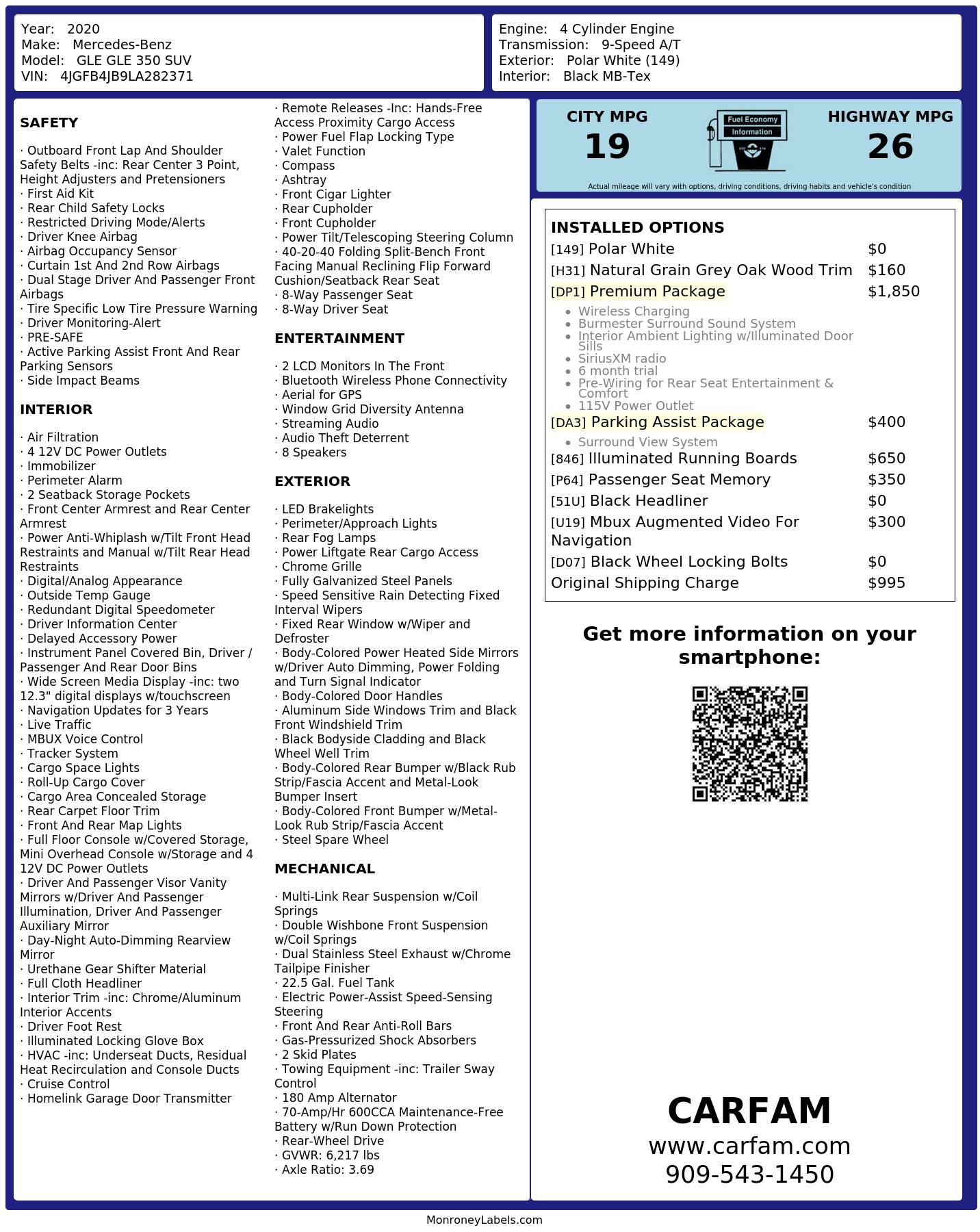 Monroney Label
