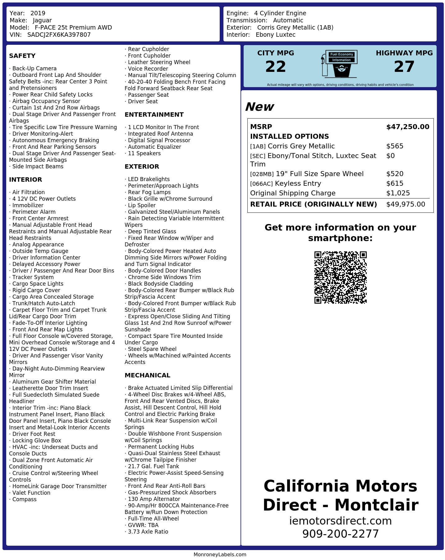 Monroney Label