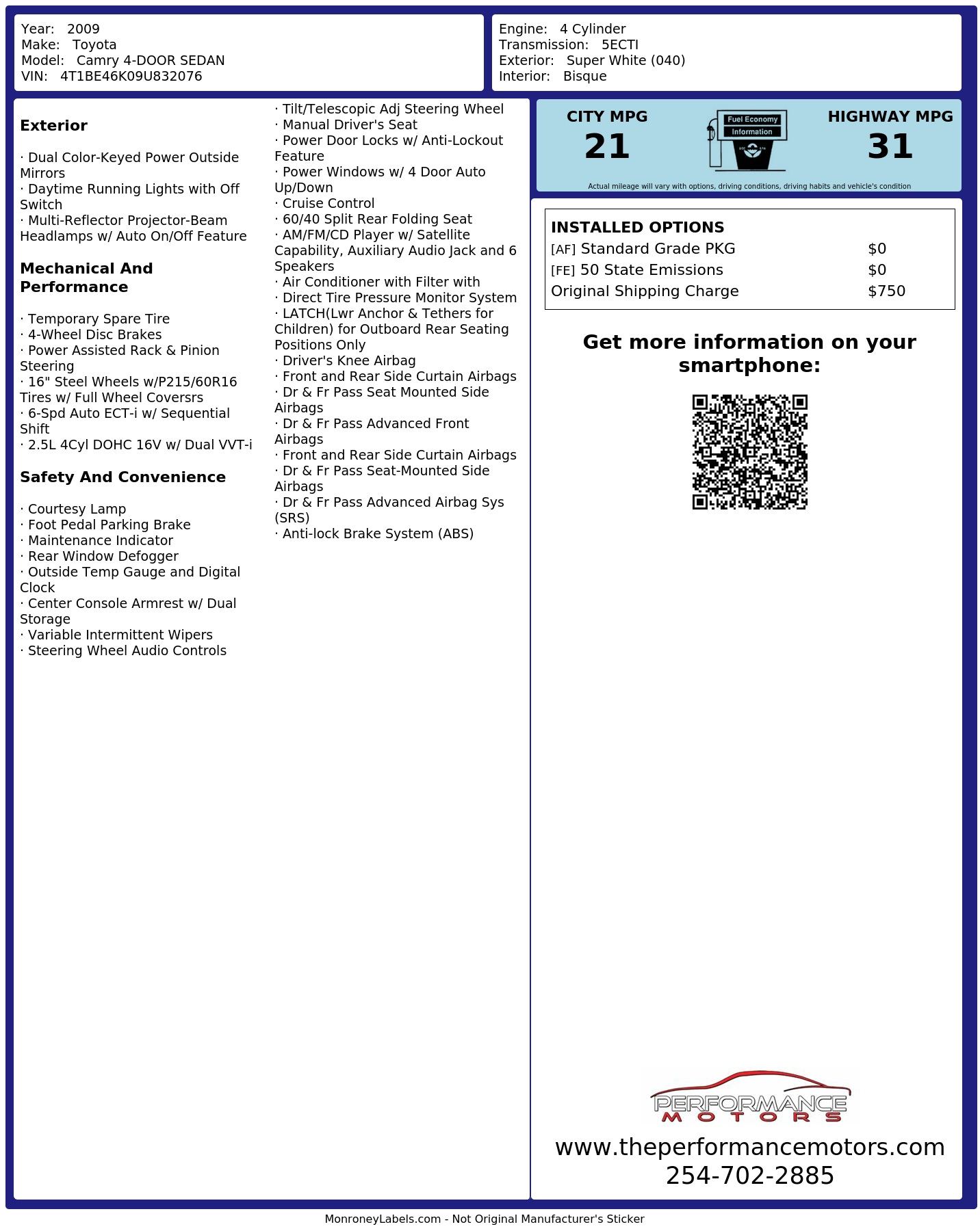 Monroney Label