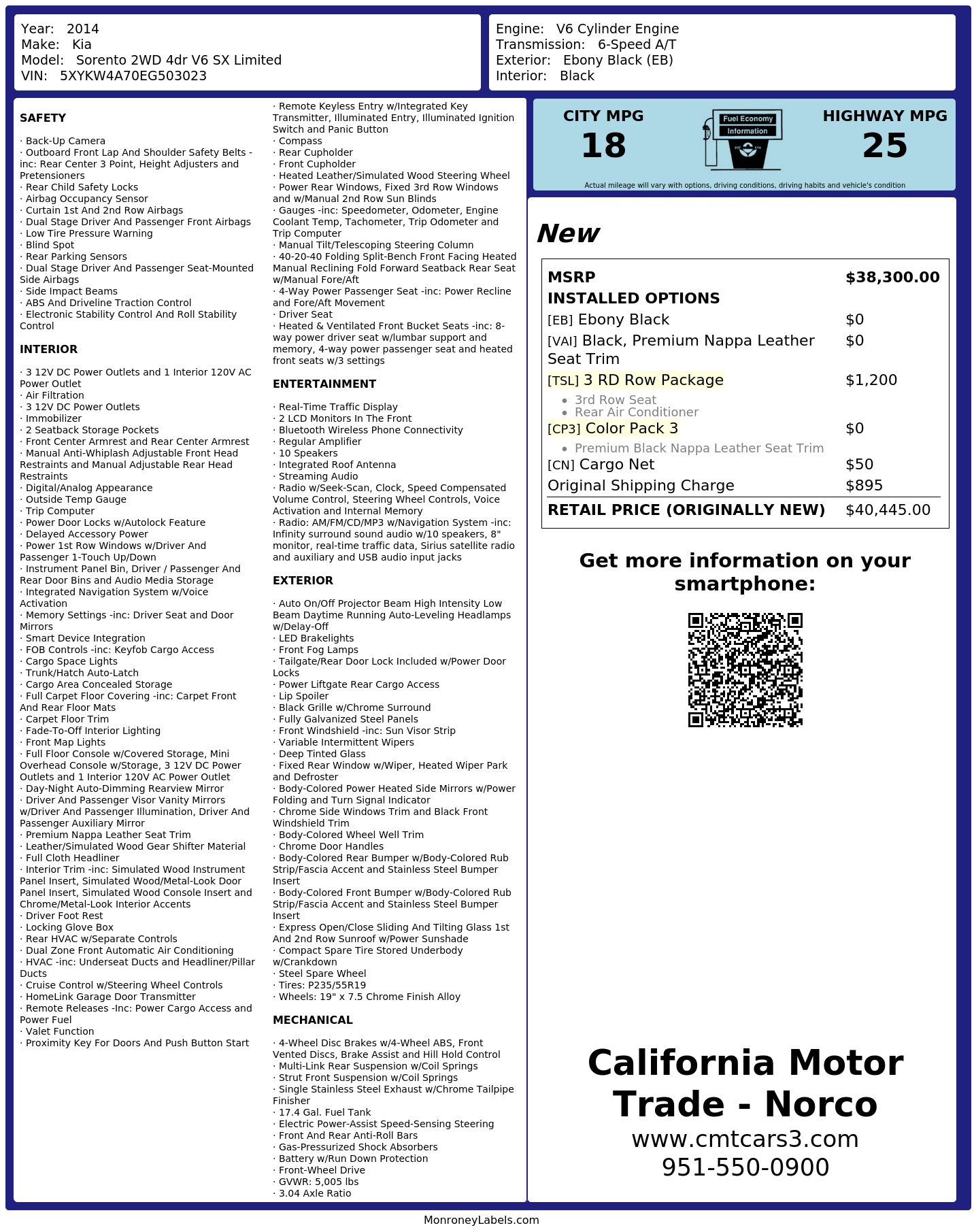 Monroney Label