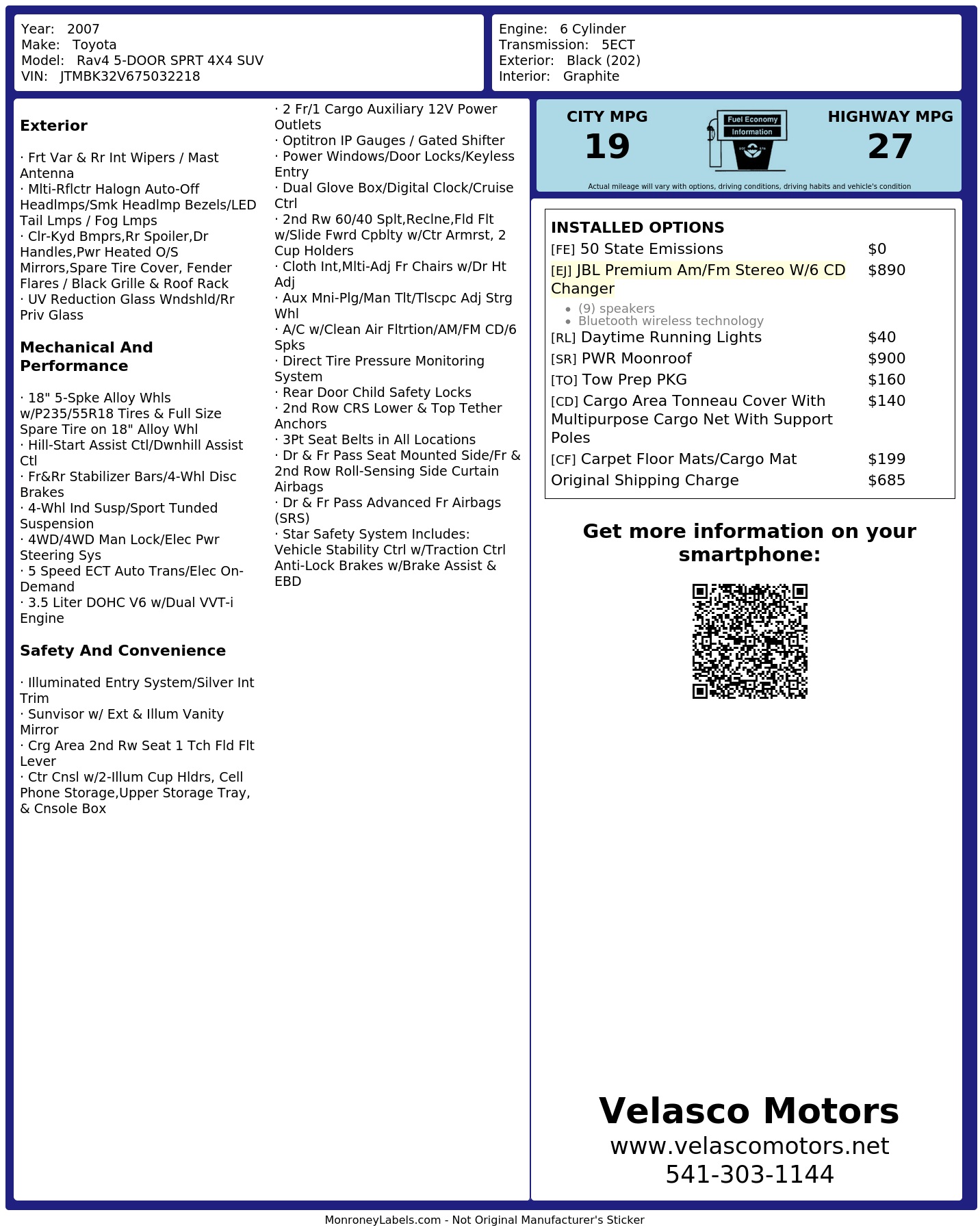 Monroney Label