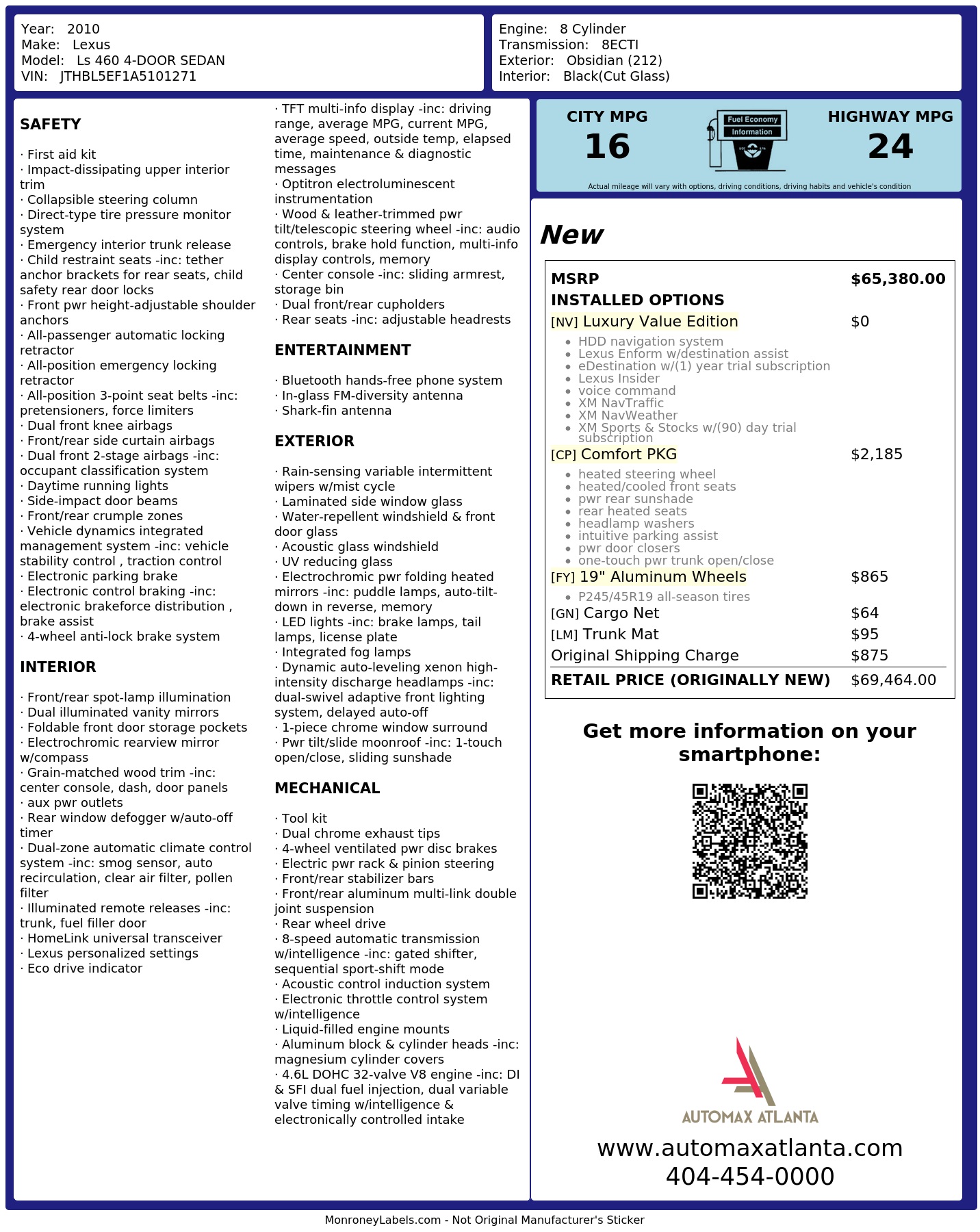 Monroney Label