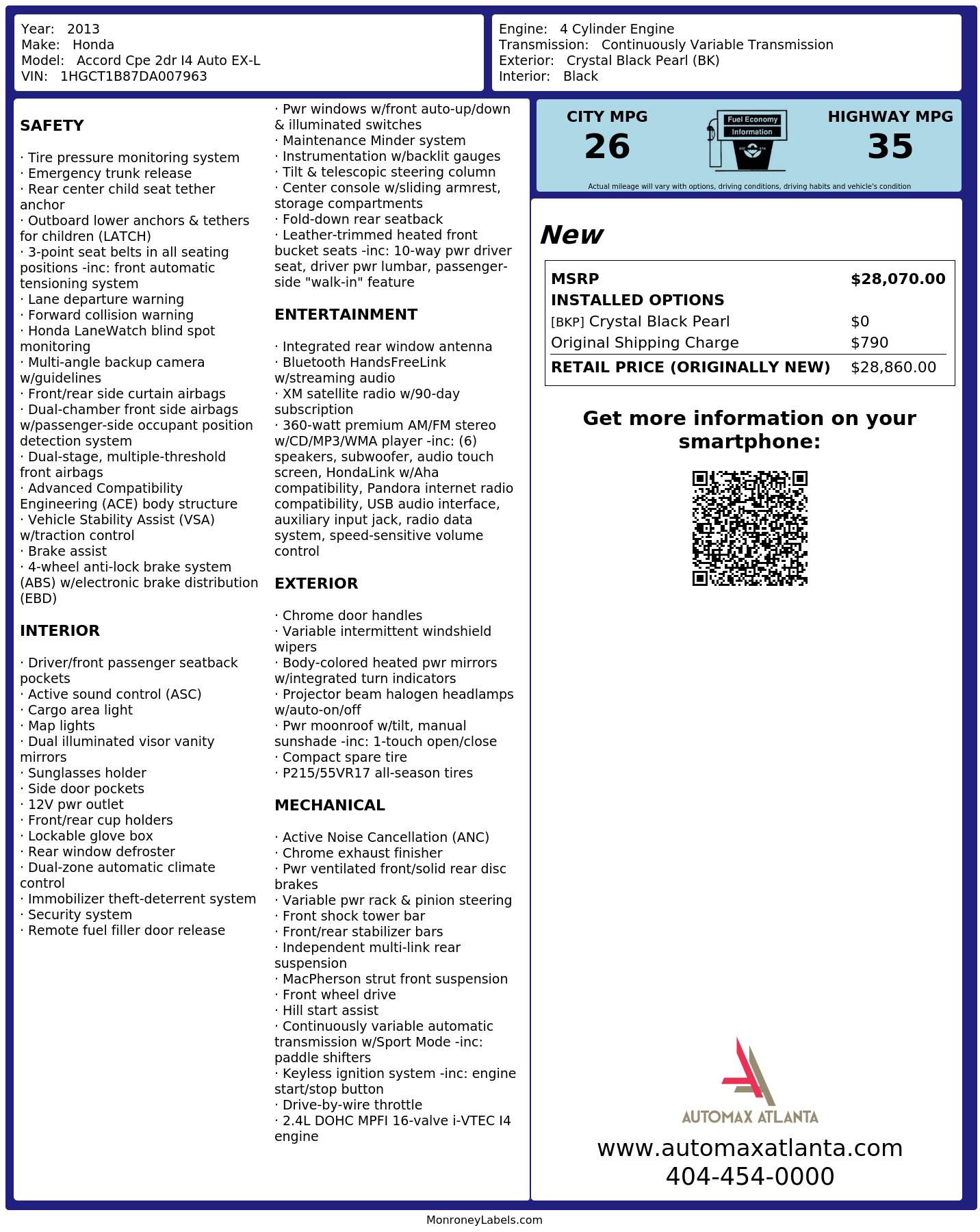 Monroney Label