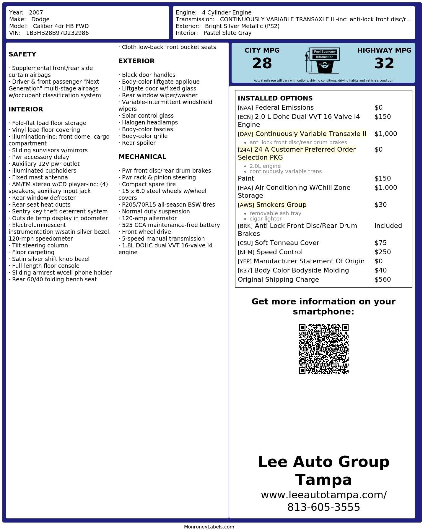 Monroney Label