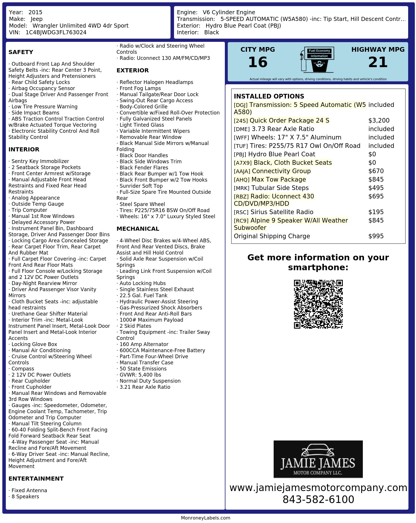 Monroney Label