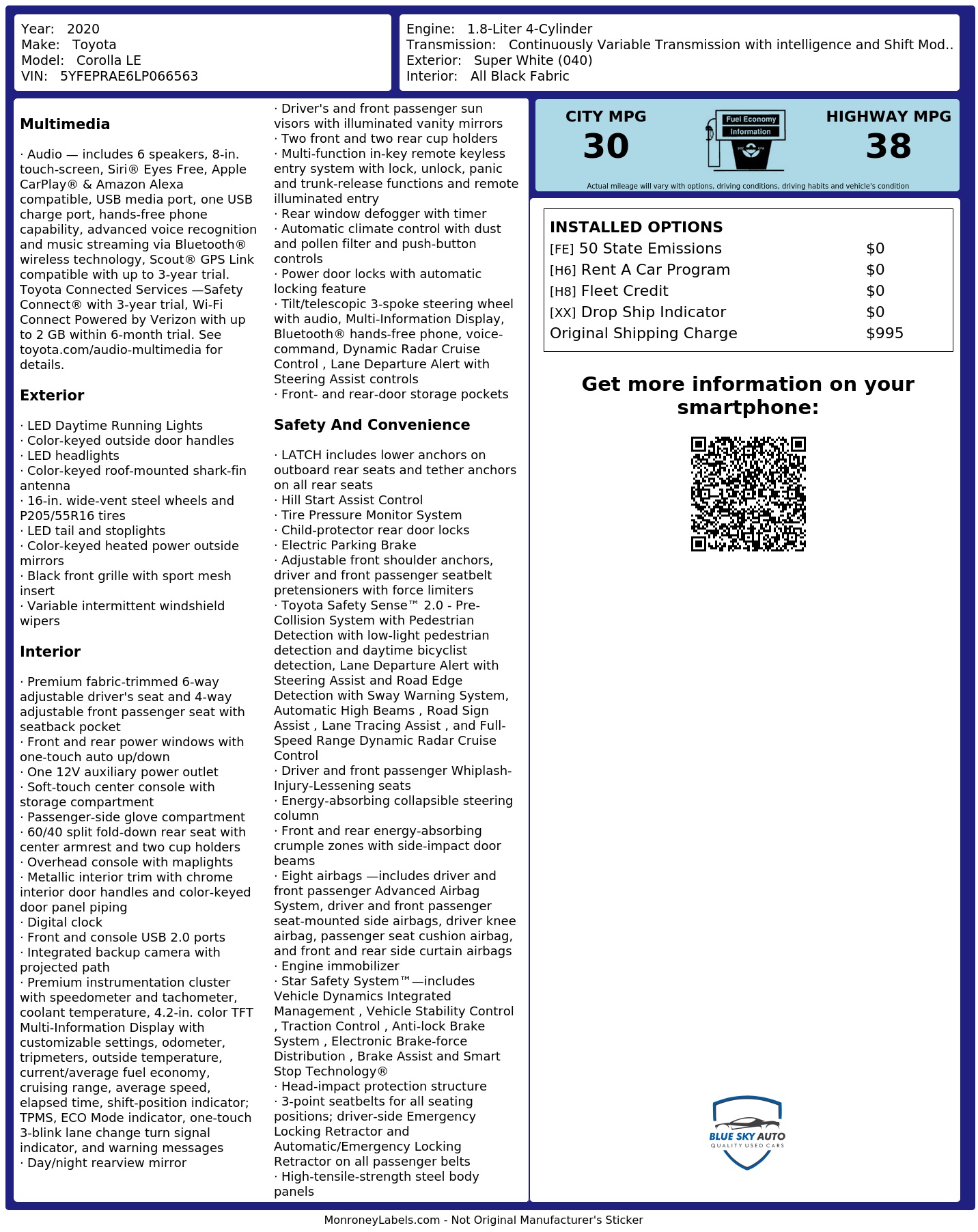 Monroney Label