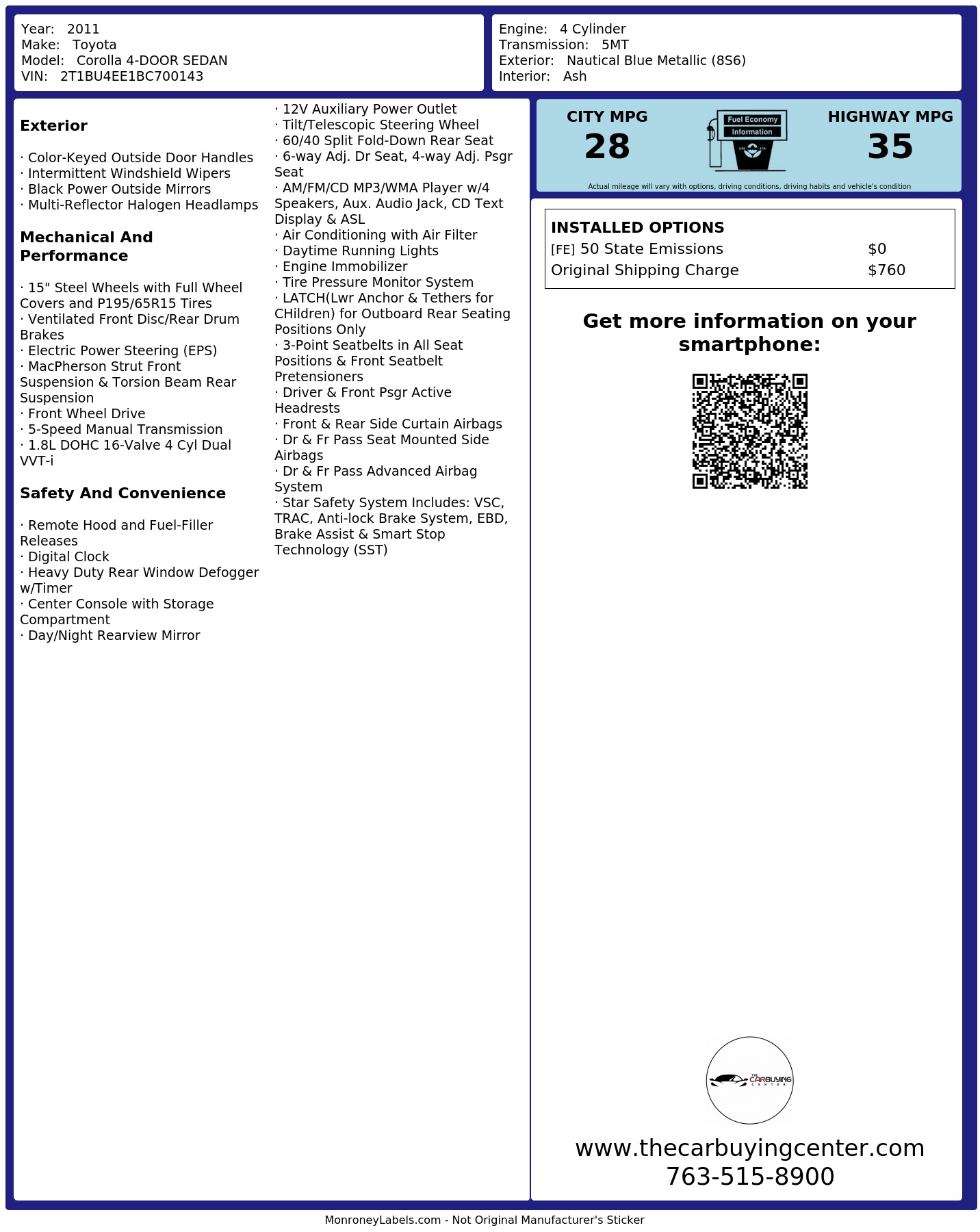 Monroney Label