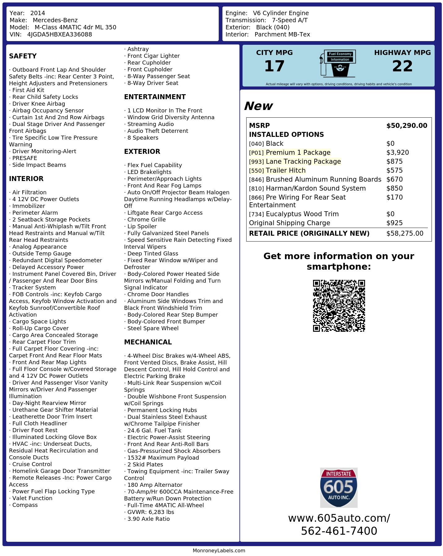 Monroney Label
