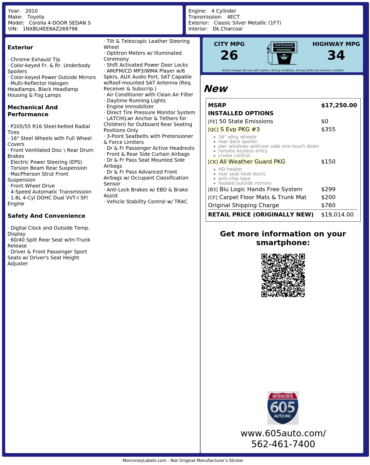 Monroney Label