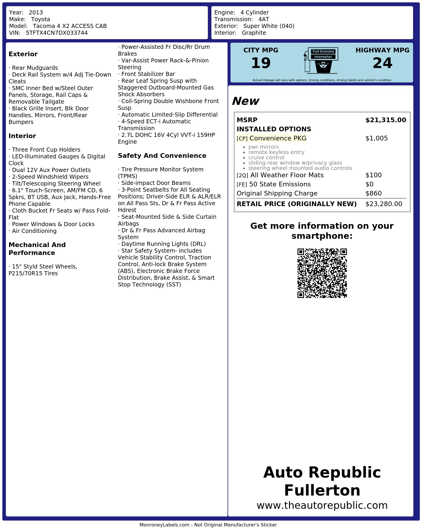 Monroney Label