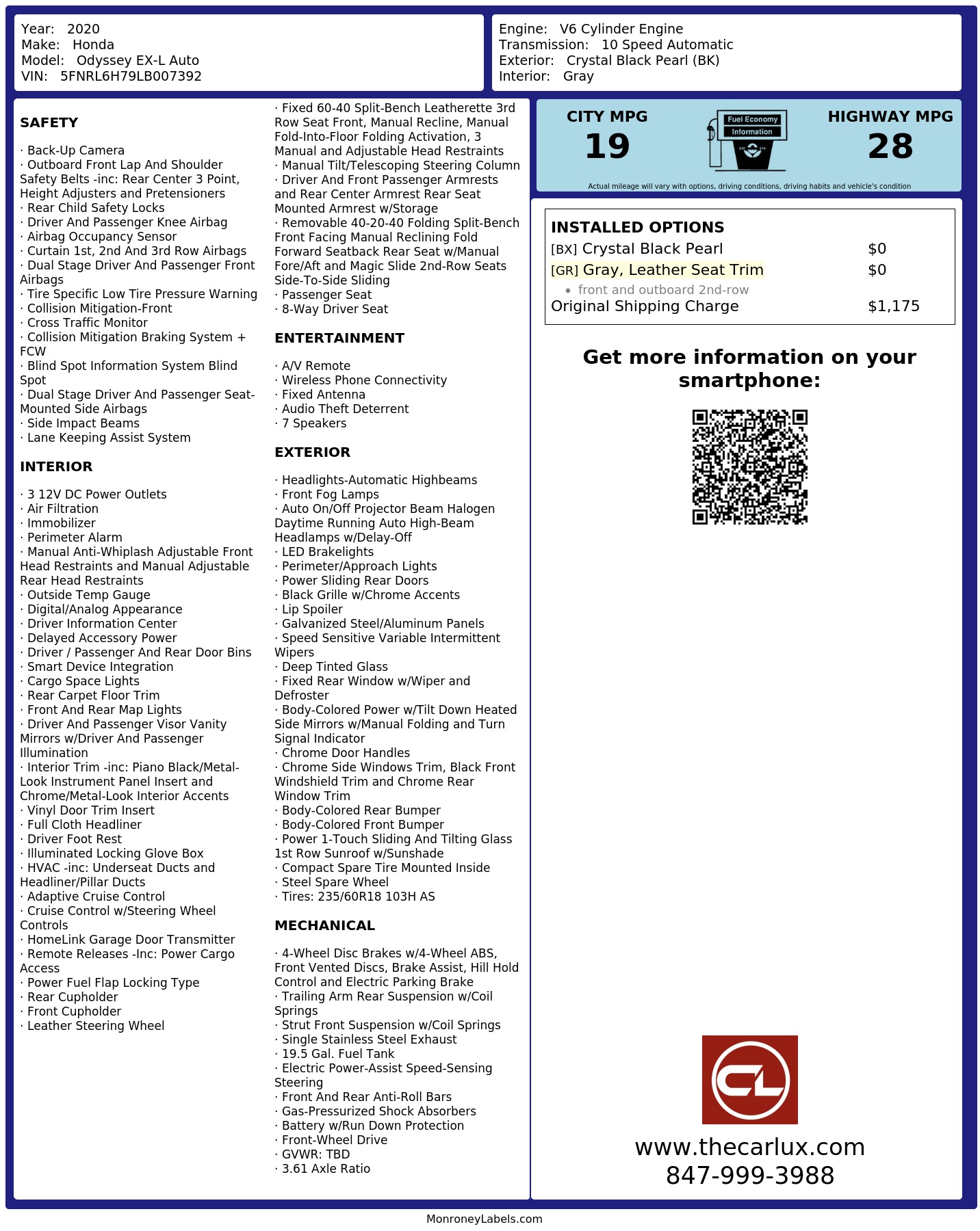 Monroney Label