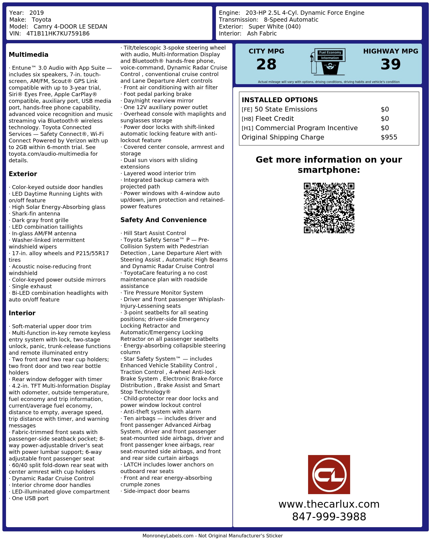 Monroney Label