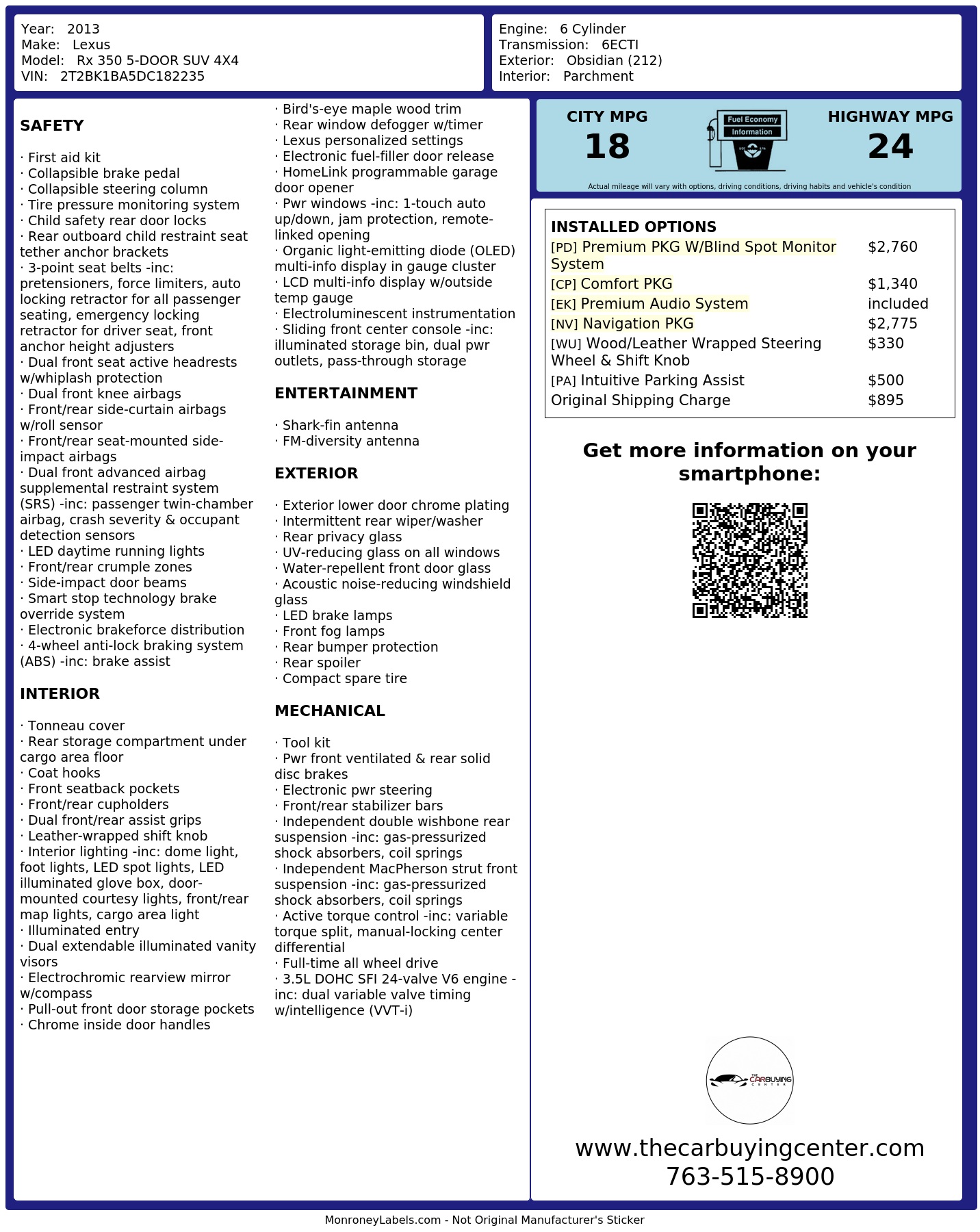 Monroney Label