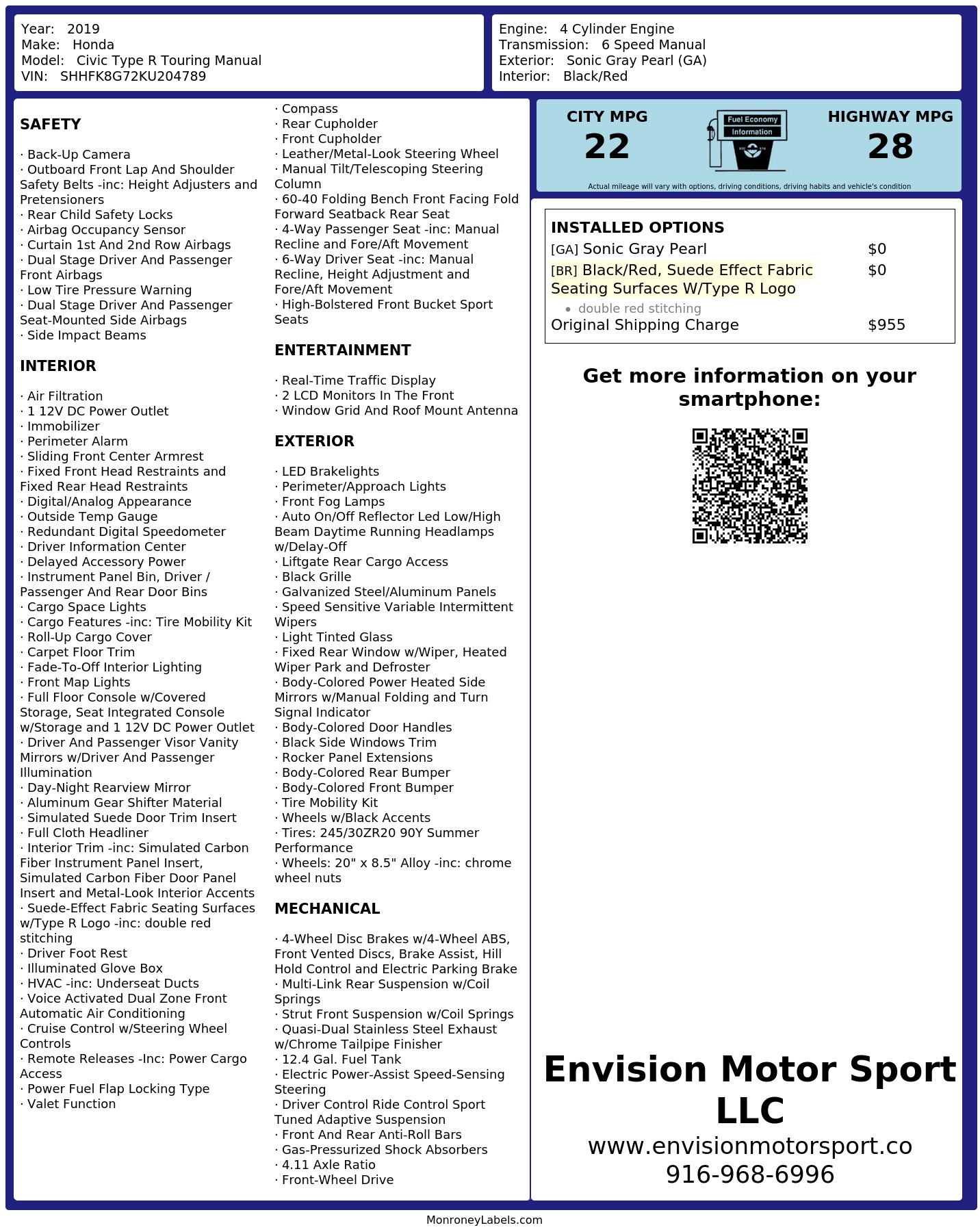 Monroney Label