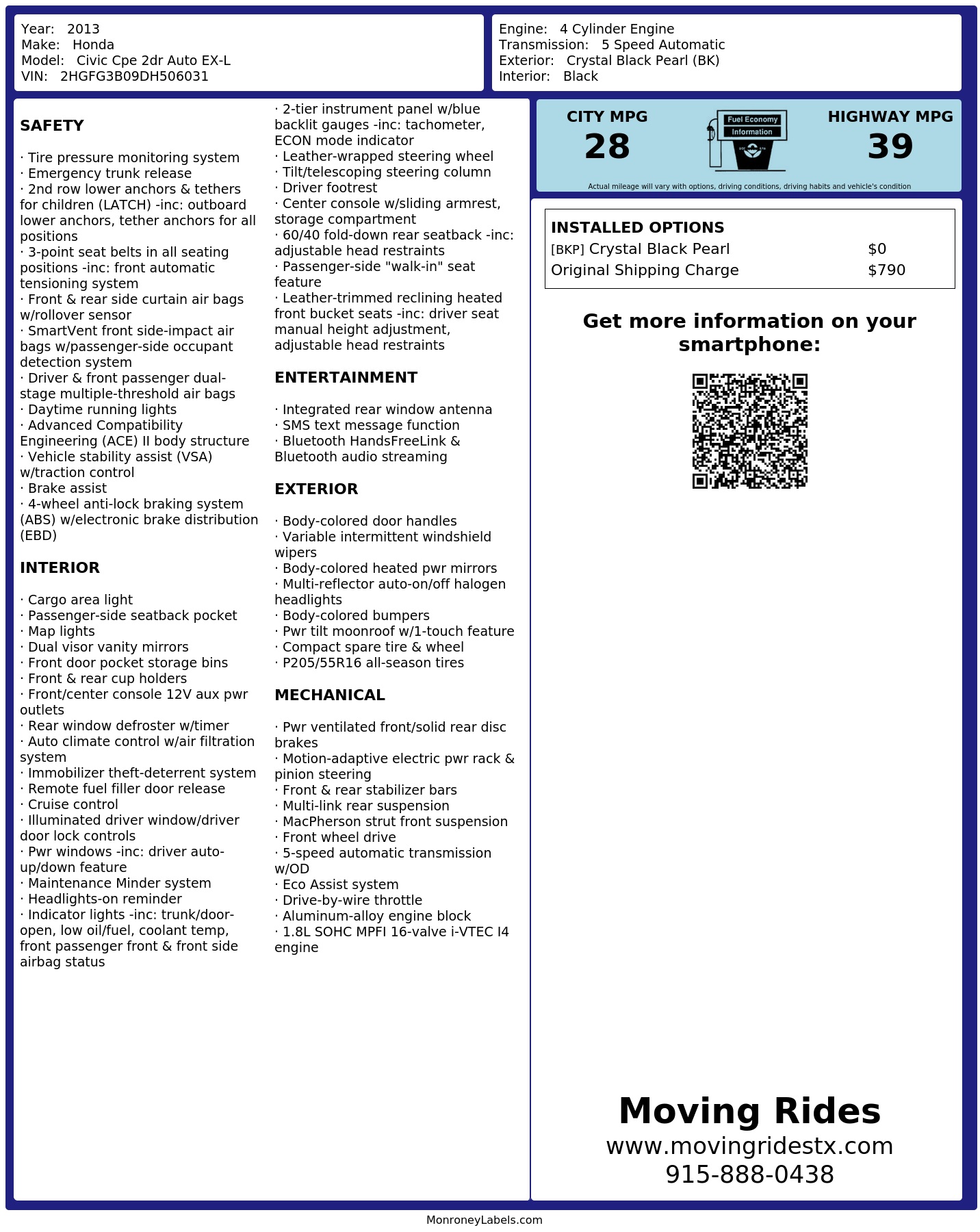 Monroney Label