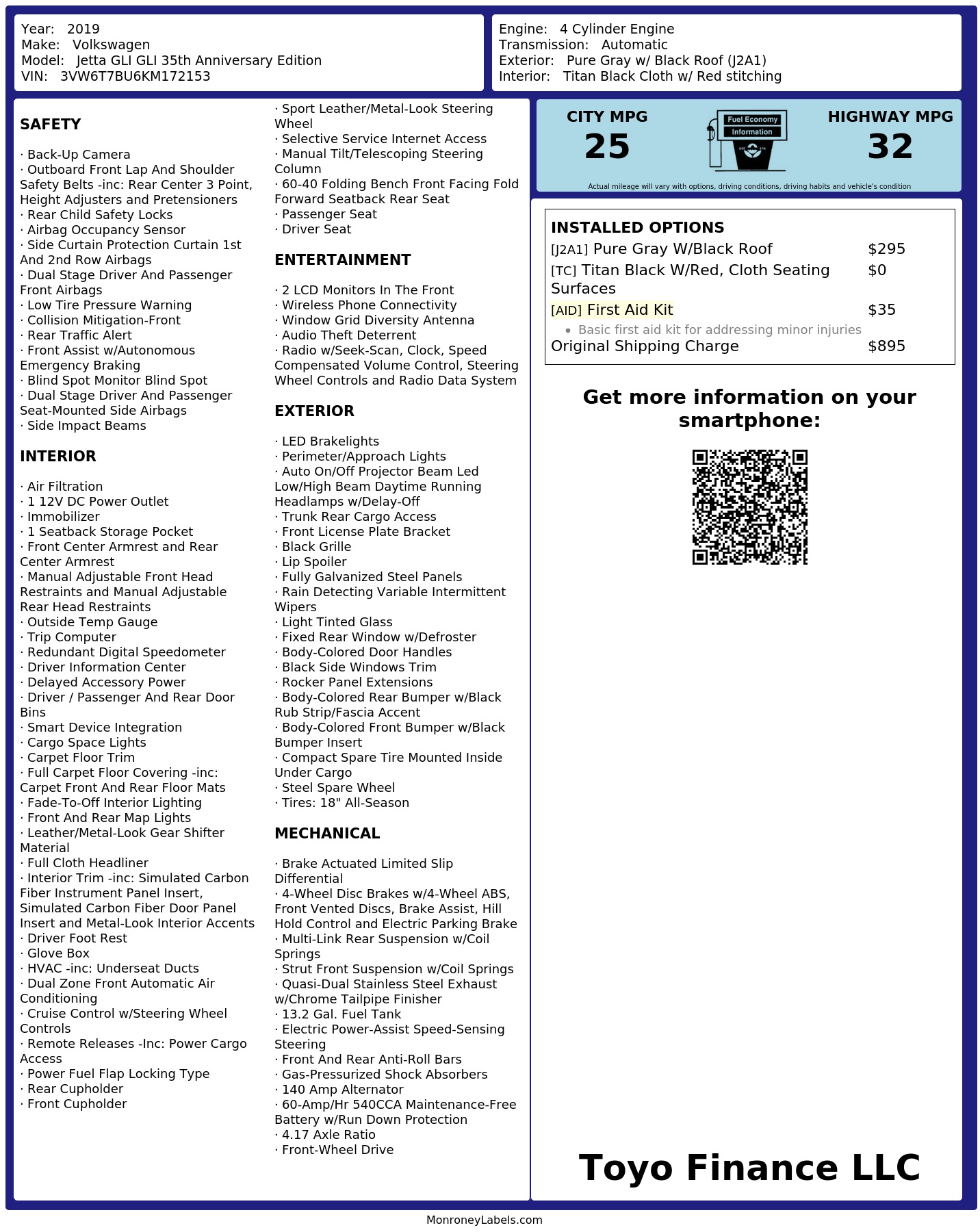 Monroney Label