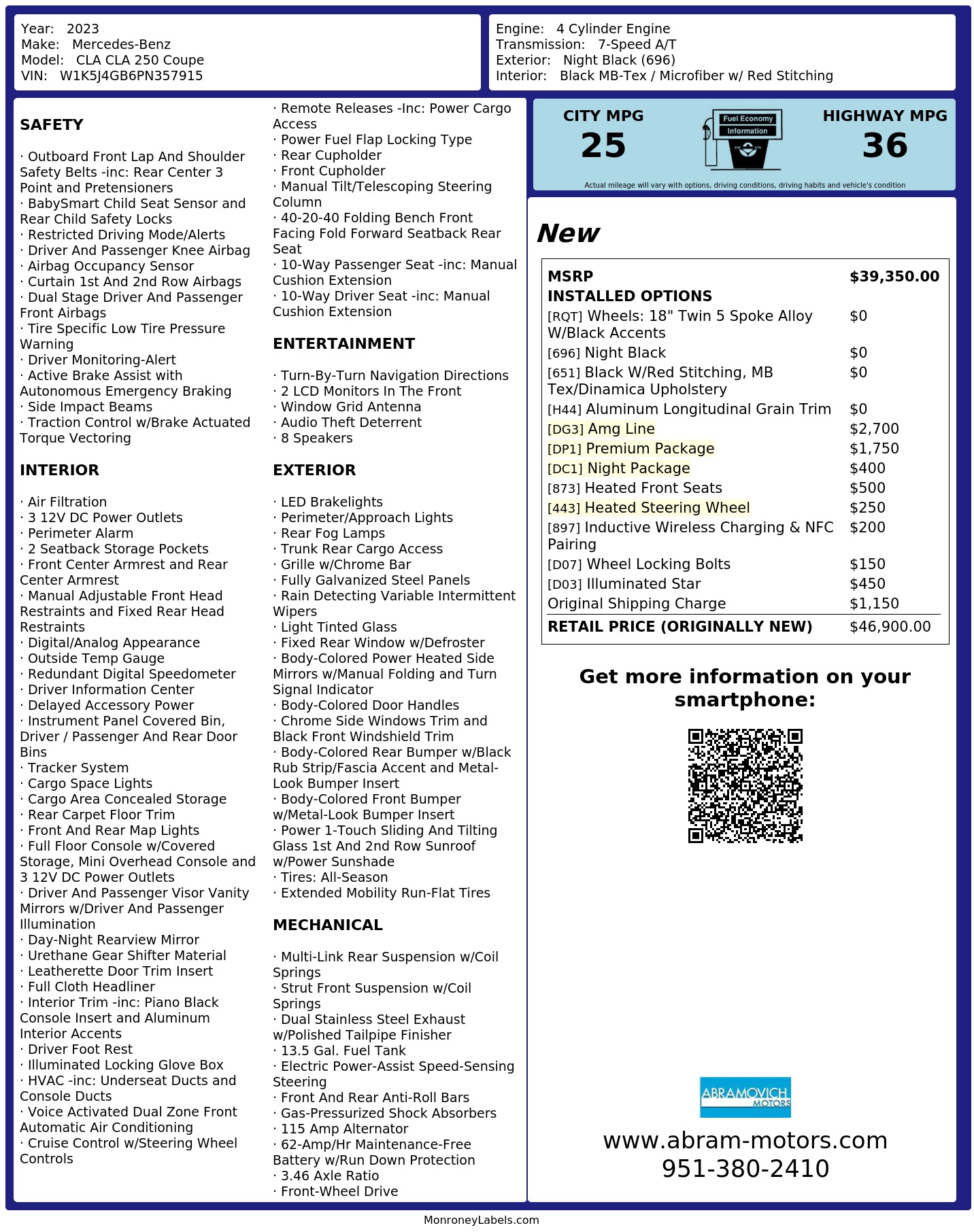 Monroney Label