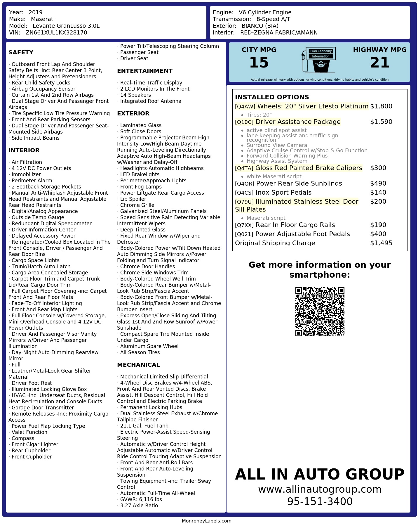 Monroney Label