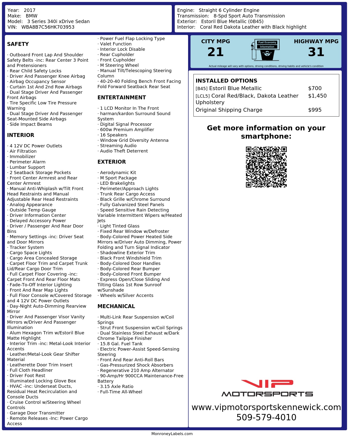 Monroney Label