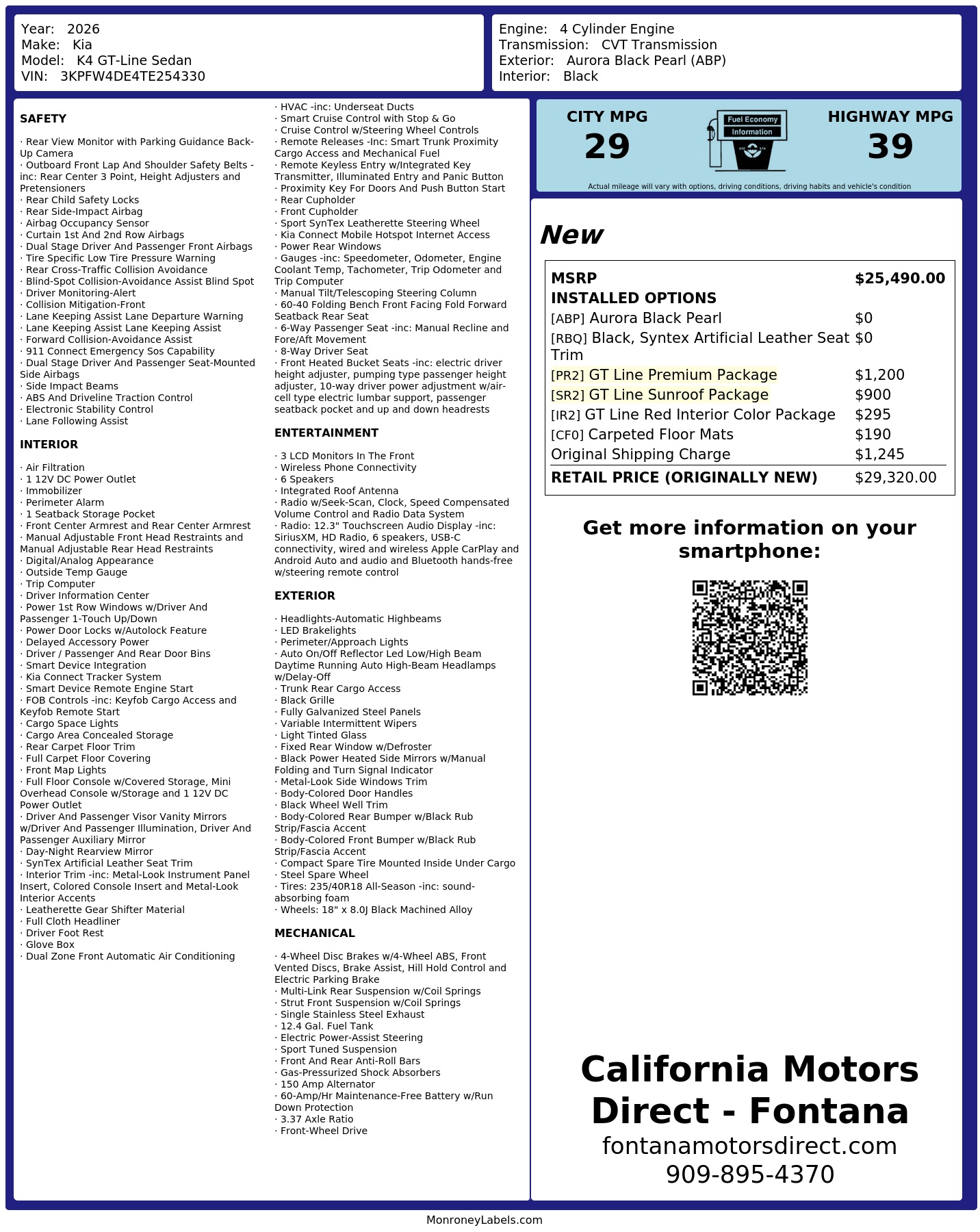 Monroney Label