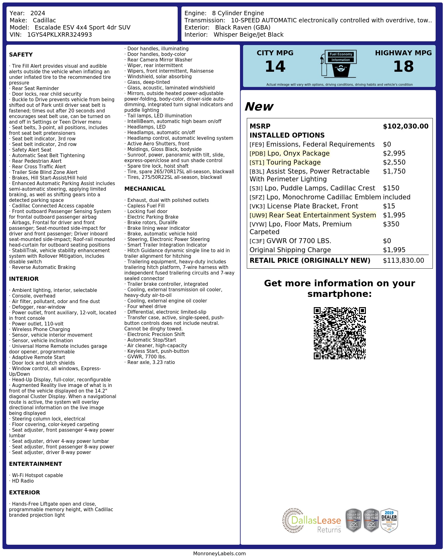 Monroney Label