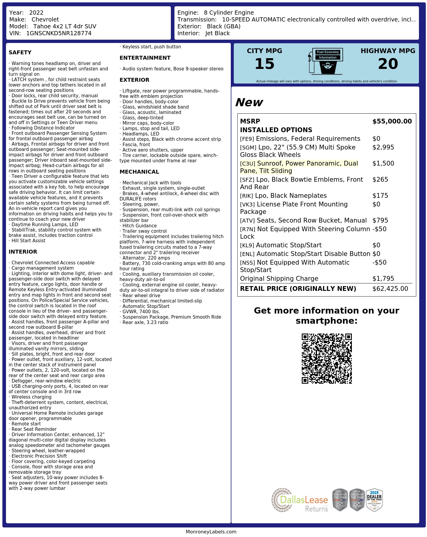 Monroney Label