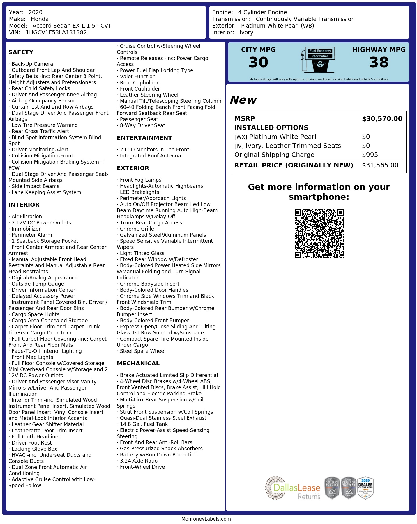 Monroney Label