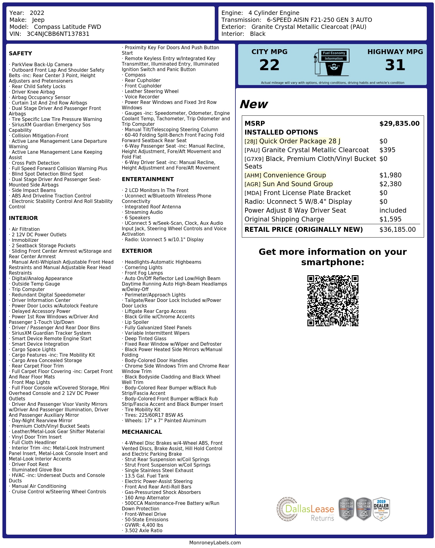 Monroney Label