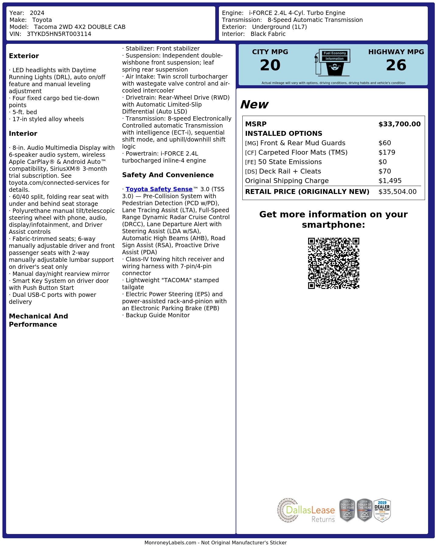 Monroney Label