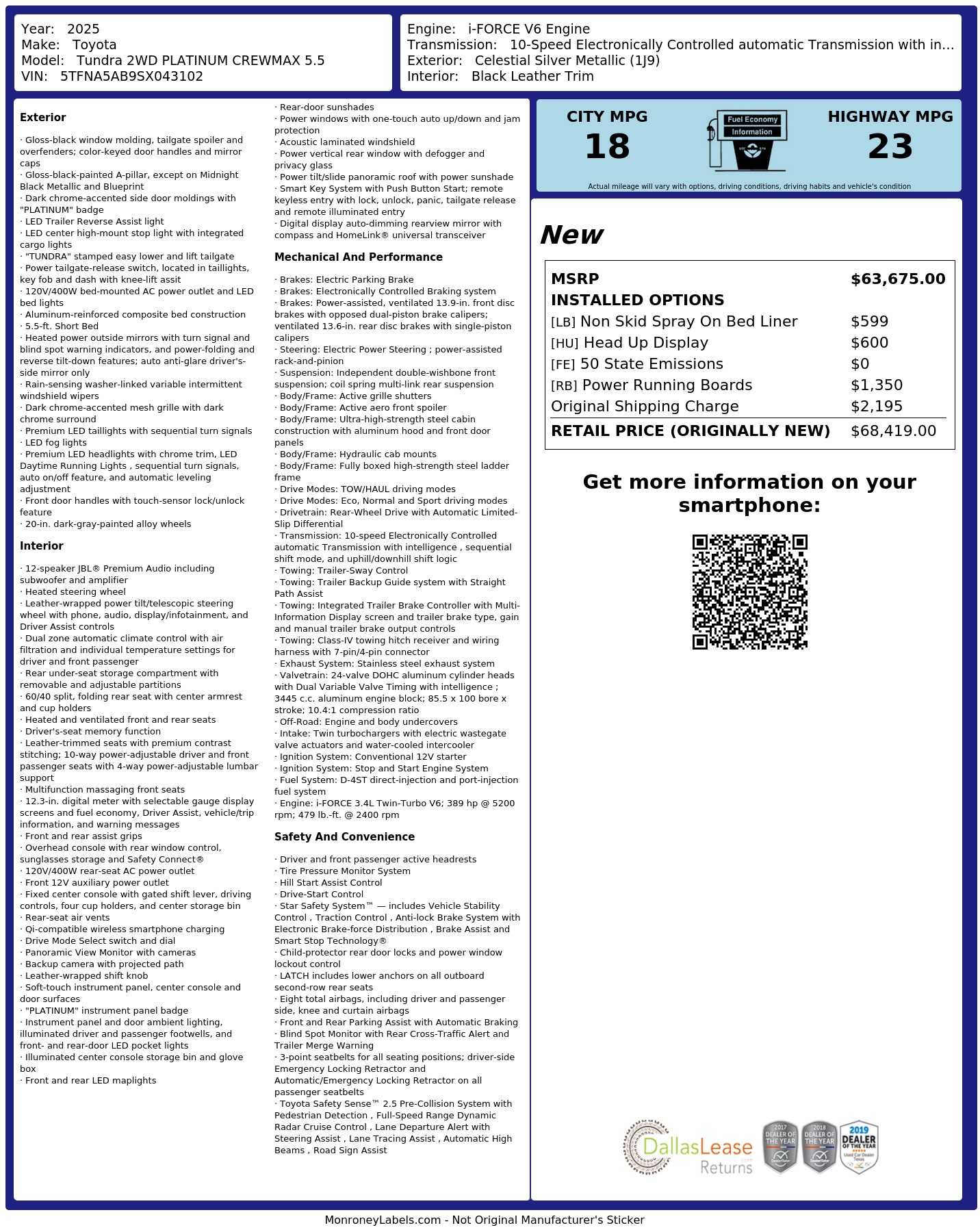 Monroney Label