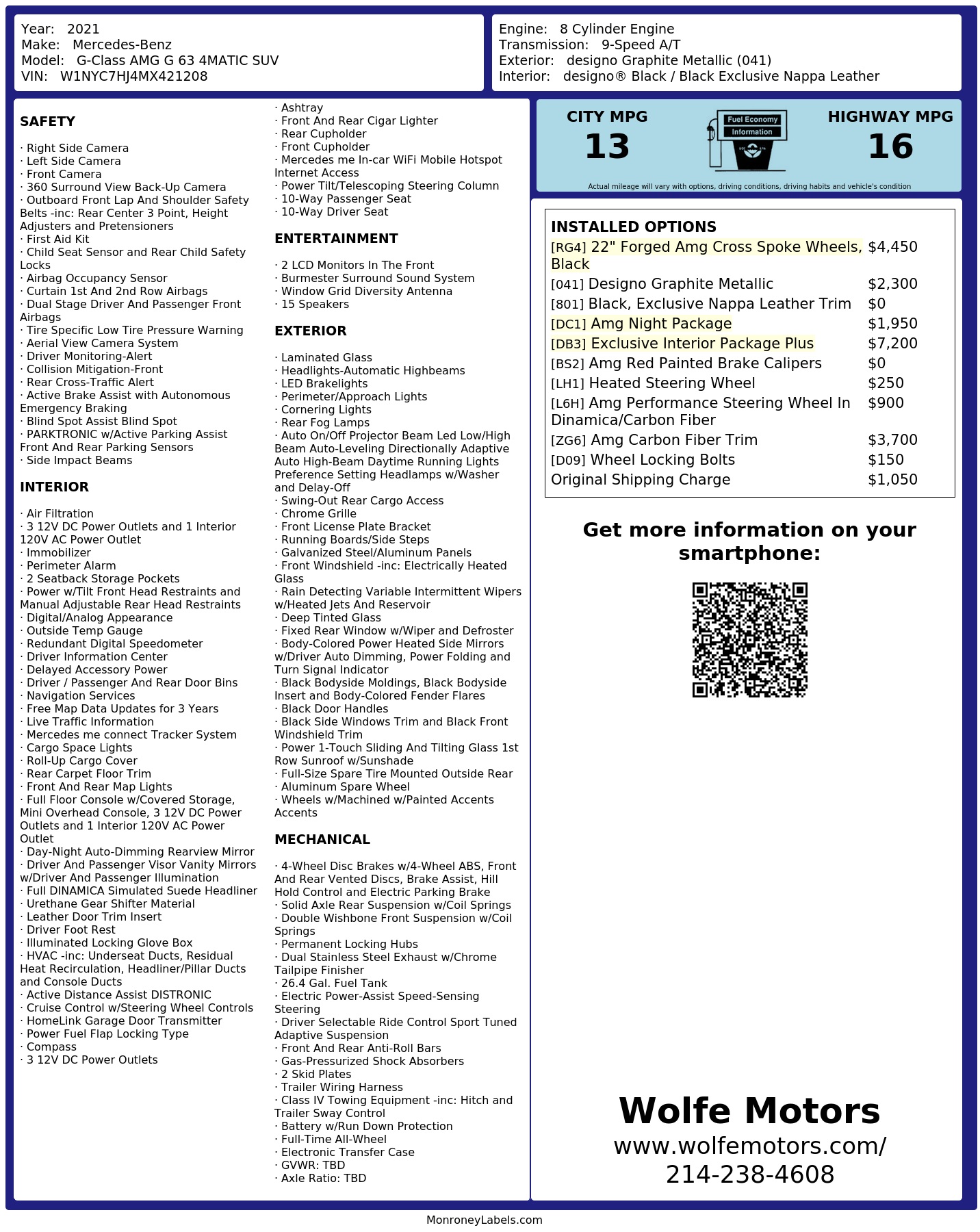 Monroney Label