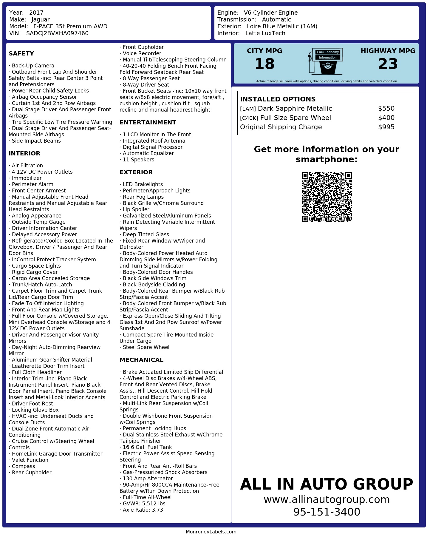 Monroney Label