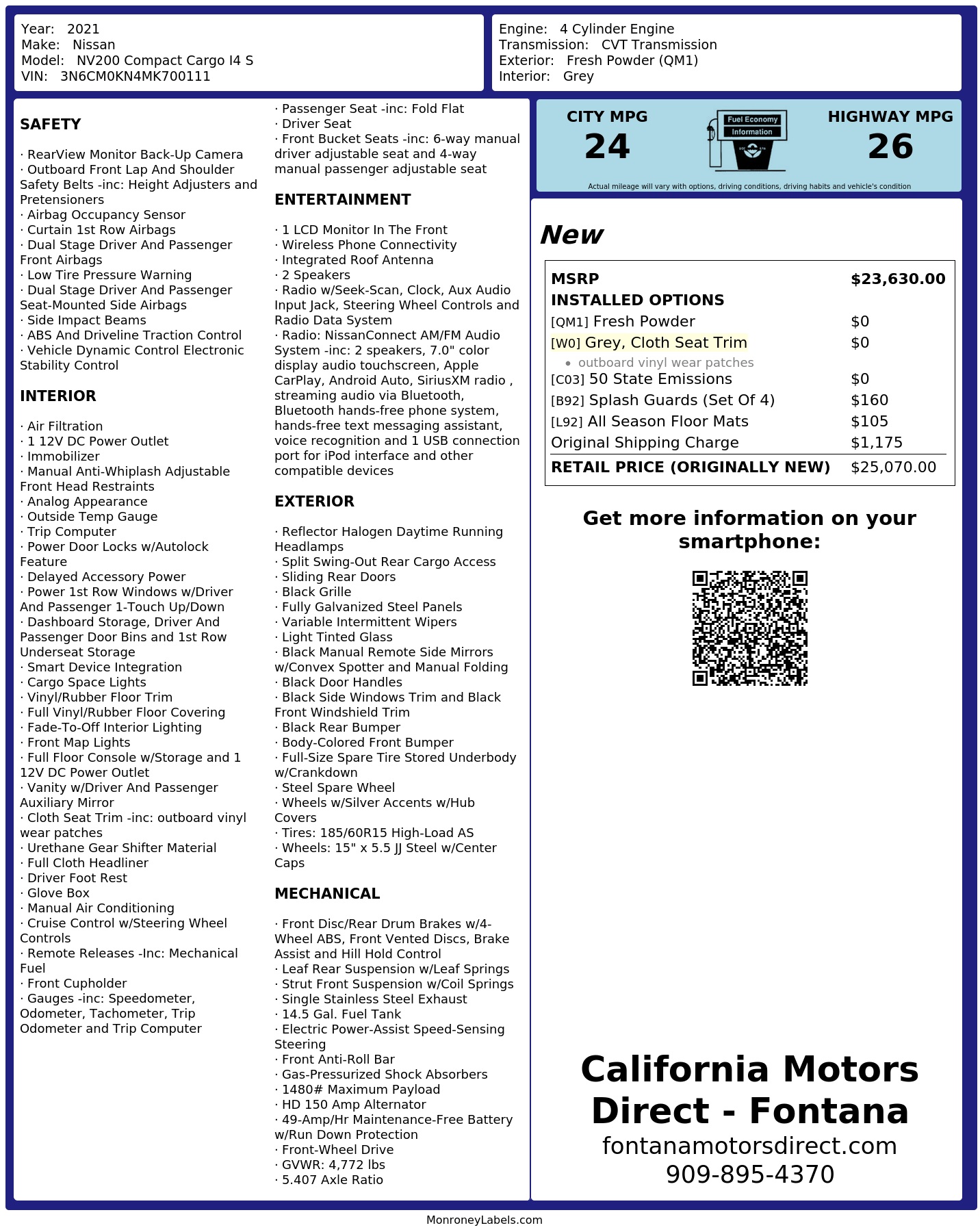 Monroney Label