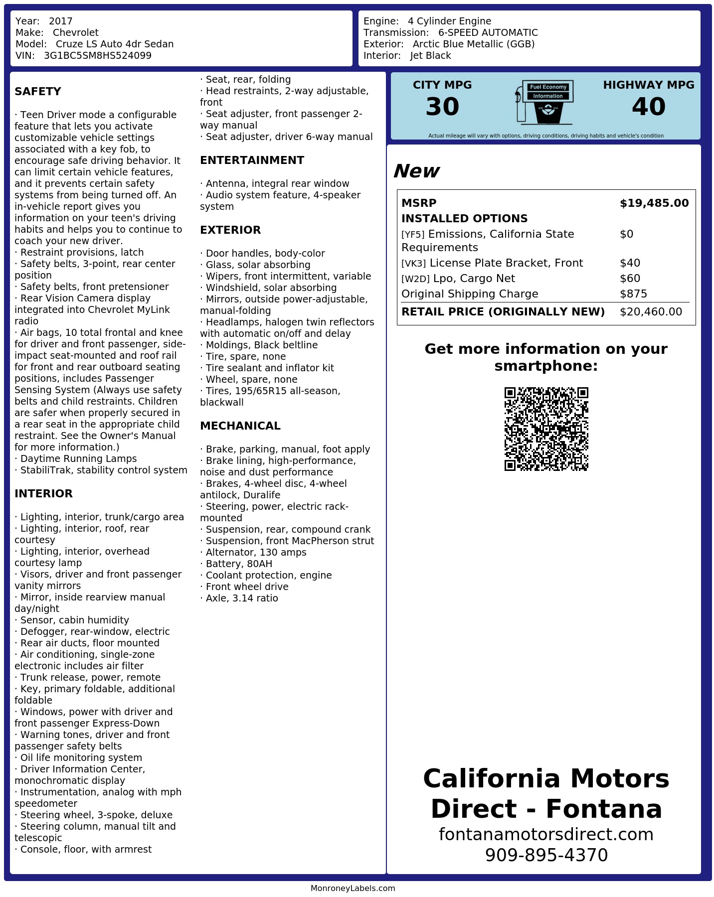 Monroney Label