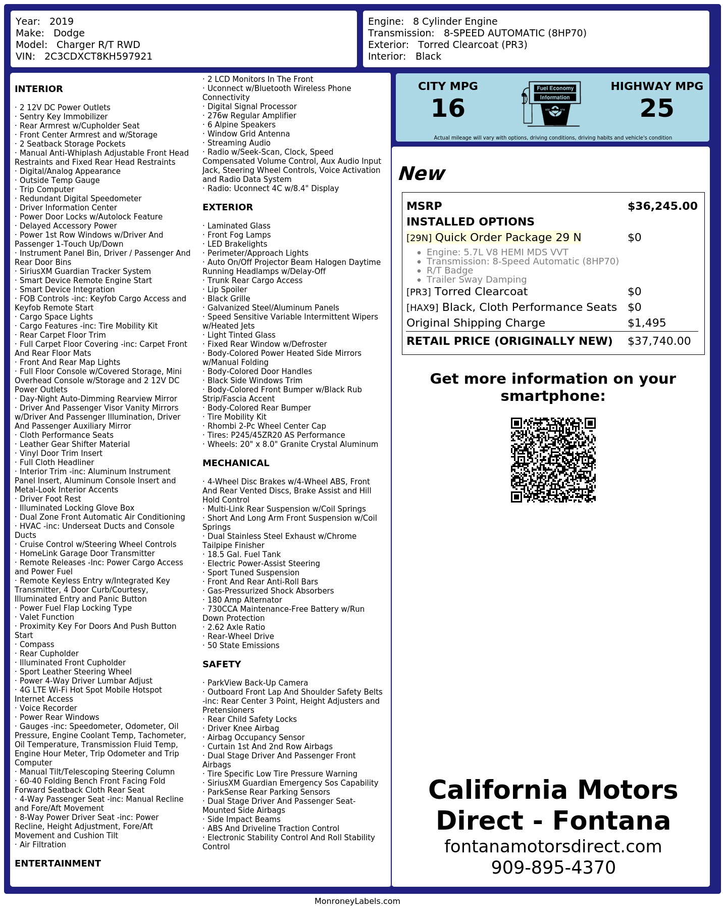 Monroney Label