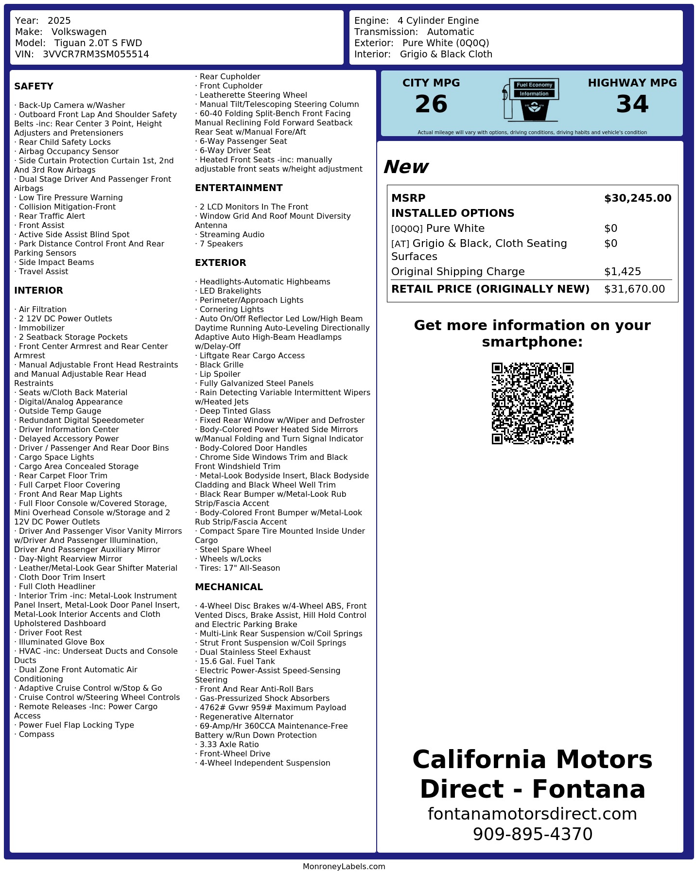 Monroney Label